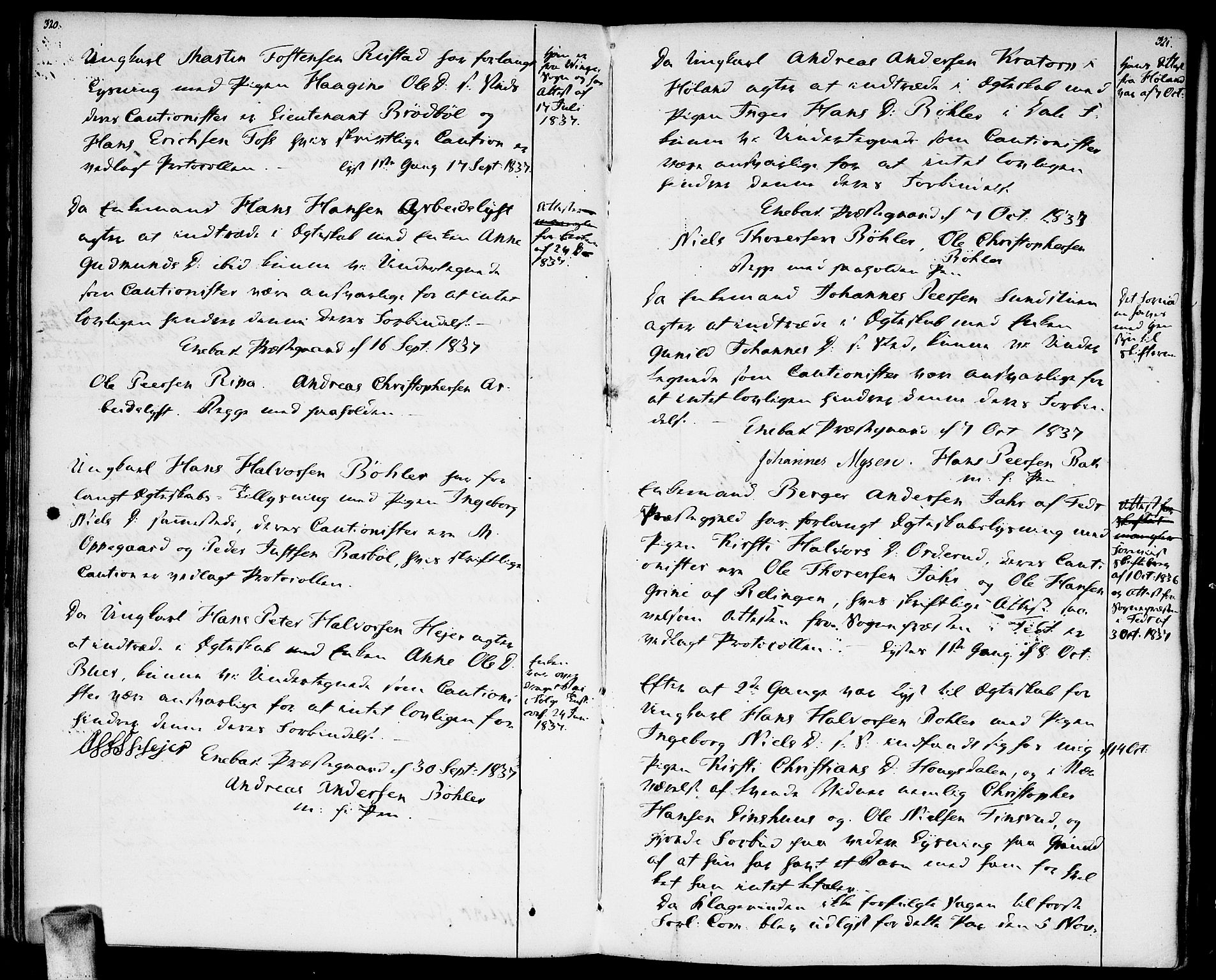 Enebakk prestekontor Kirkebøker, AV/SAO-A-10171c/F/Fa/L0004: Parish register (official) no. I 4, 1806-1854, p. 320-321