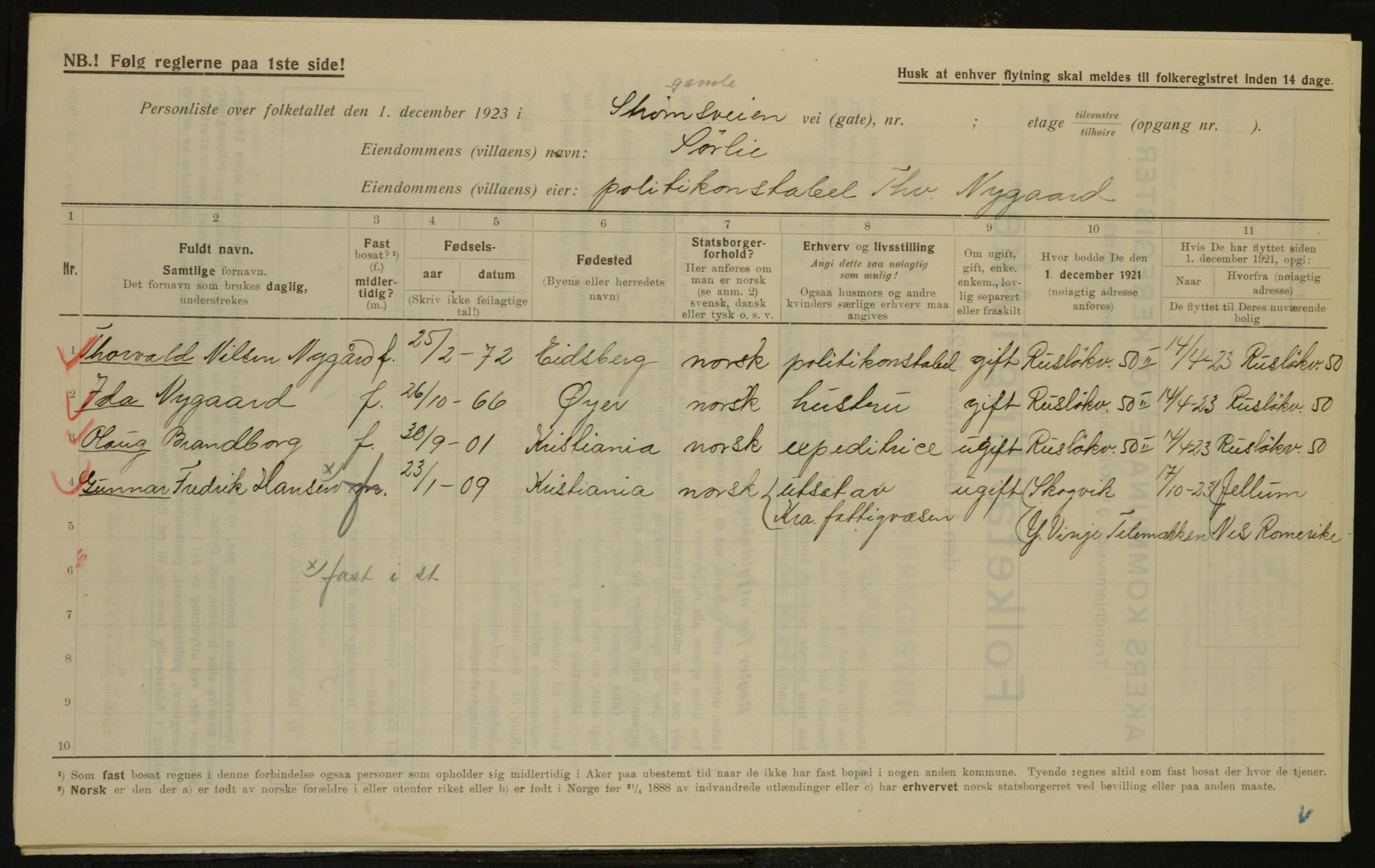 , Municipal Census 1923 for Aker, 1923, p. 32738