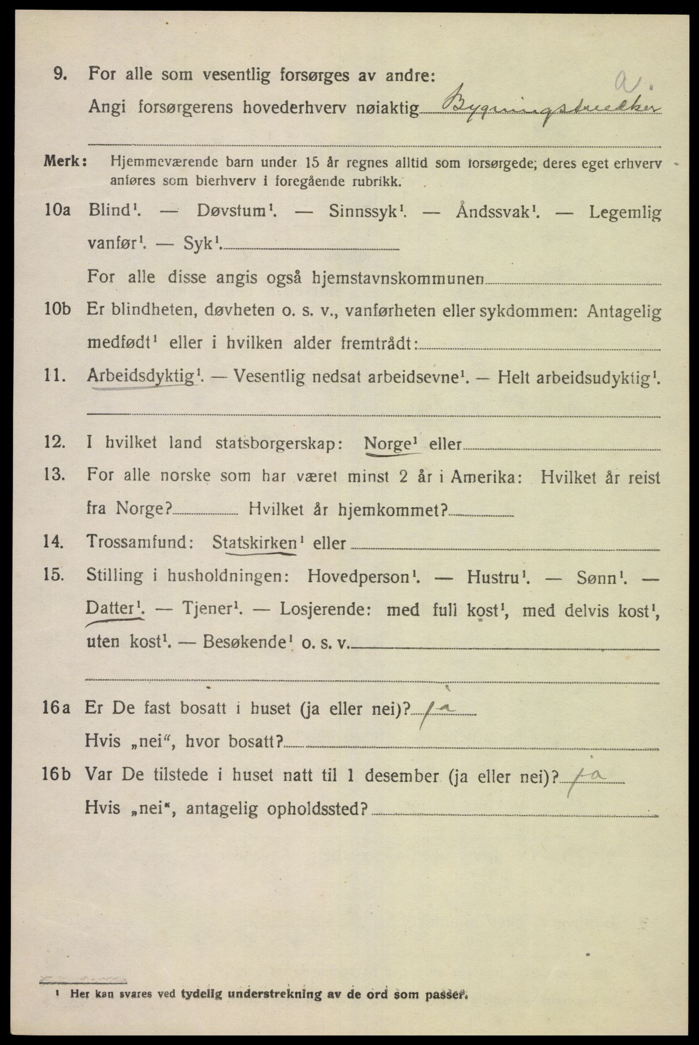 SAK, 1920 census for Lyngdal, 1920, p. 1726