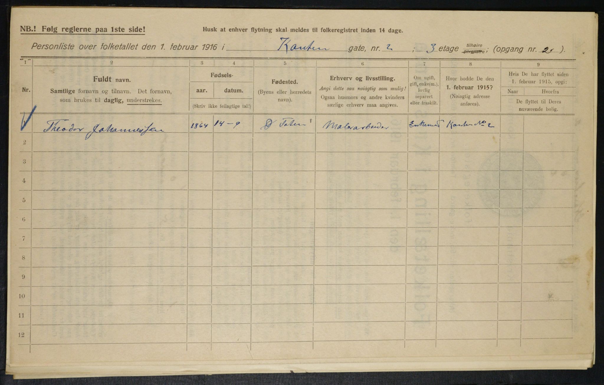 OBA, Municipal Census 1916 for Kristiania, 1916, p. 49200