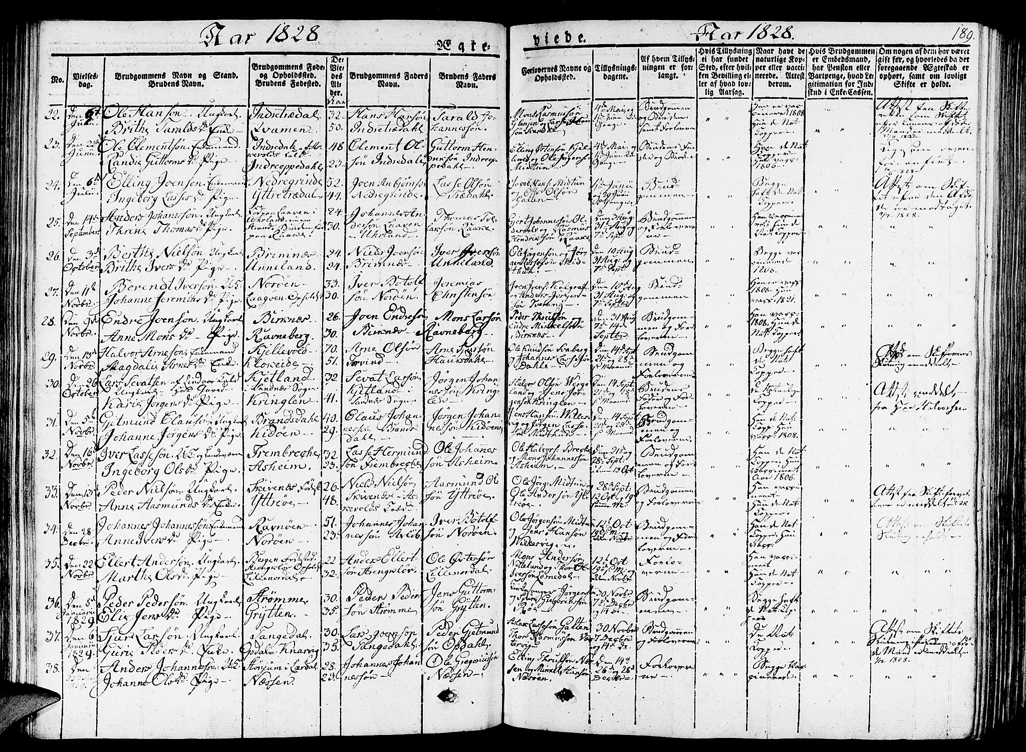 Gulen sokneprestembete, SAB/A-80201/H/Haa/Haaa/L0019: Parish register (official) no. A 19, 1826-1836, p. 189