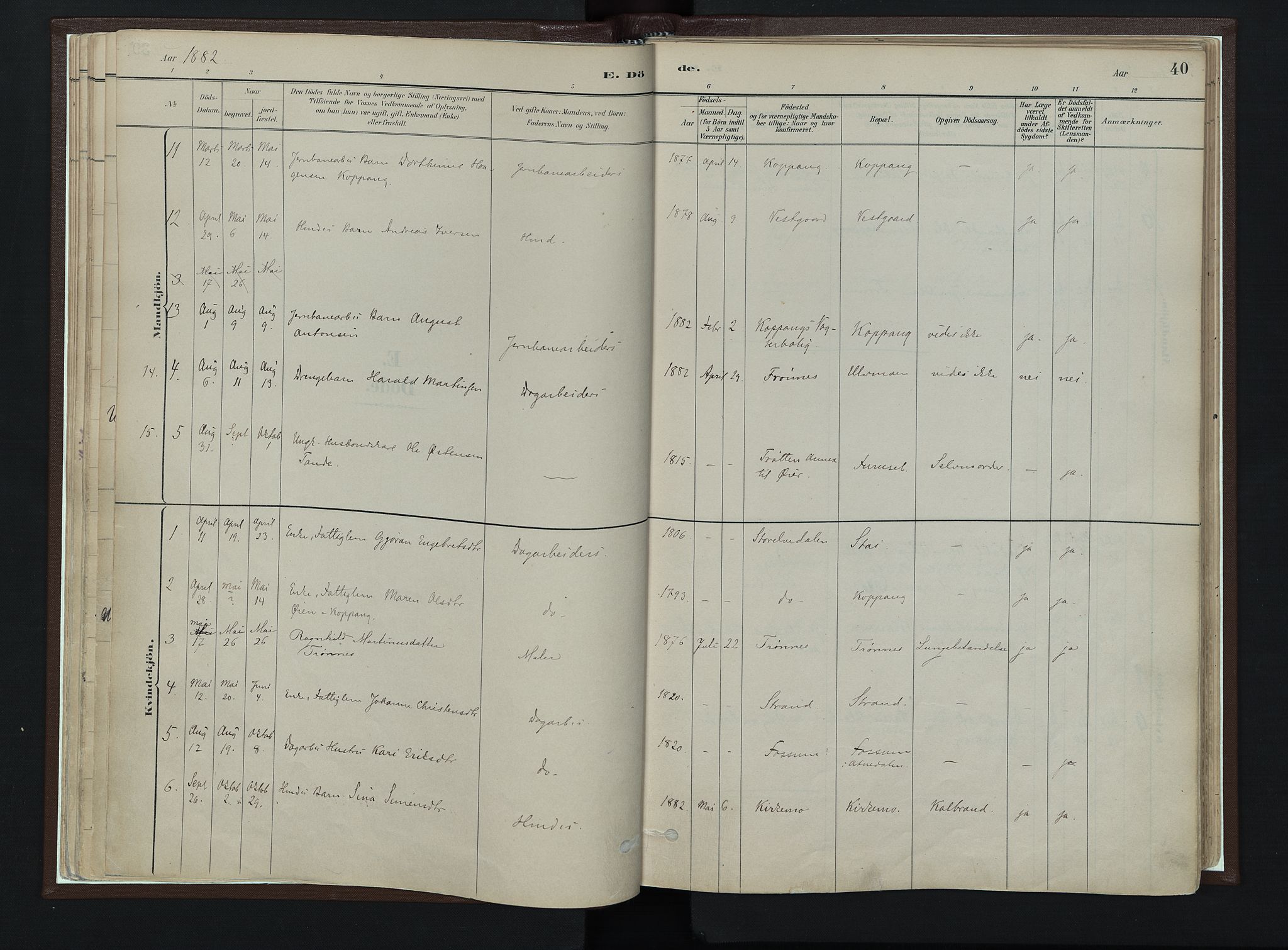 Stor-Elvdal prestekontor, SAH/PREST-052/H/Ha/Haa/L0003: Parish register (official) no. 3, 1882-1901, p. 40