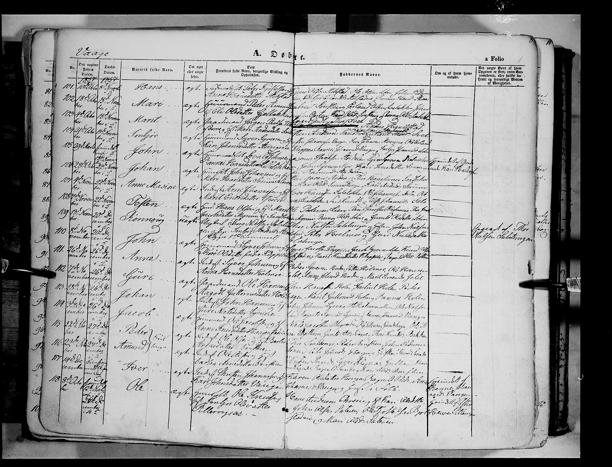 Vågå prestekontor, SAH/PREST-076/H/Ha/Haa/L0006: Parish register (official) no. 6 /1, 1856-1872, p. 8