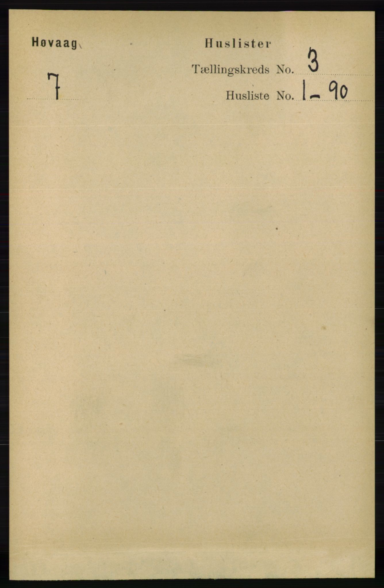RA, 1891 census for 0927 Høvåg, 1891, p. 918