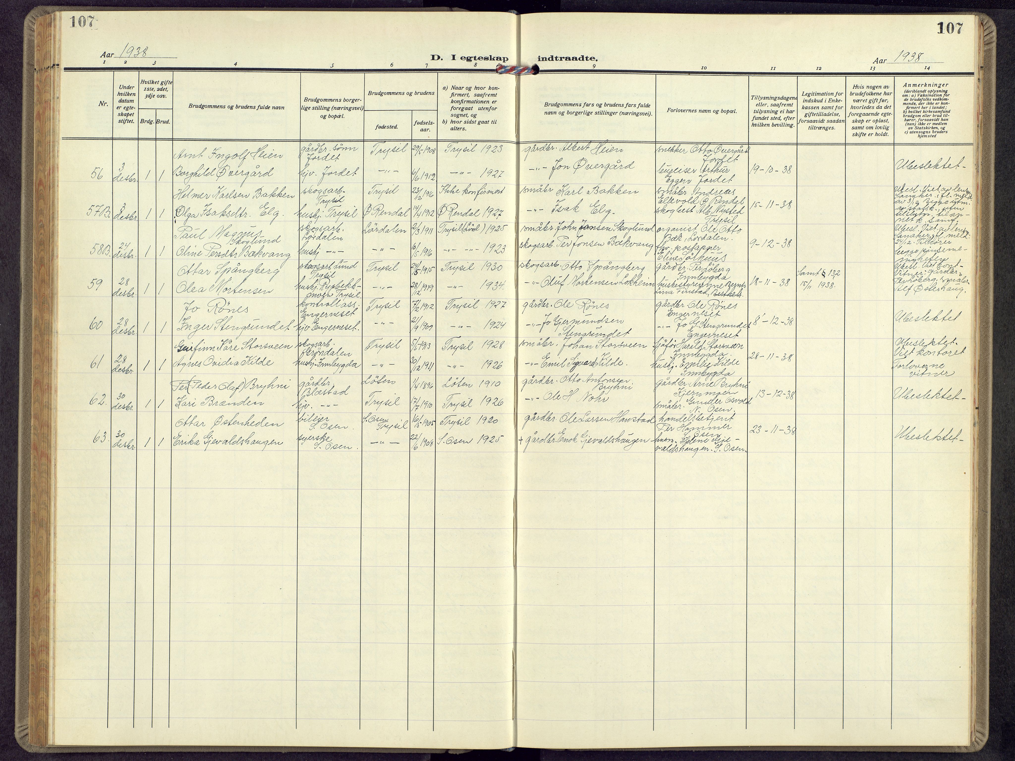 Trysil prestekontor, AV/SAH-PREST-046/H/Ha/Hab/L0012: Parish register (copy) no. 12, 1938-1959, p. 107