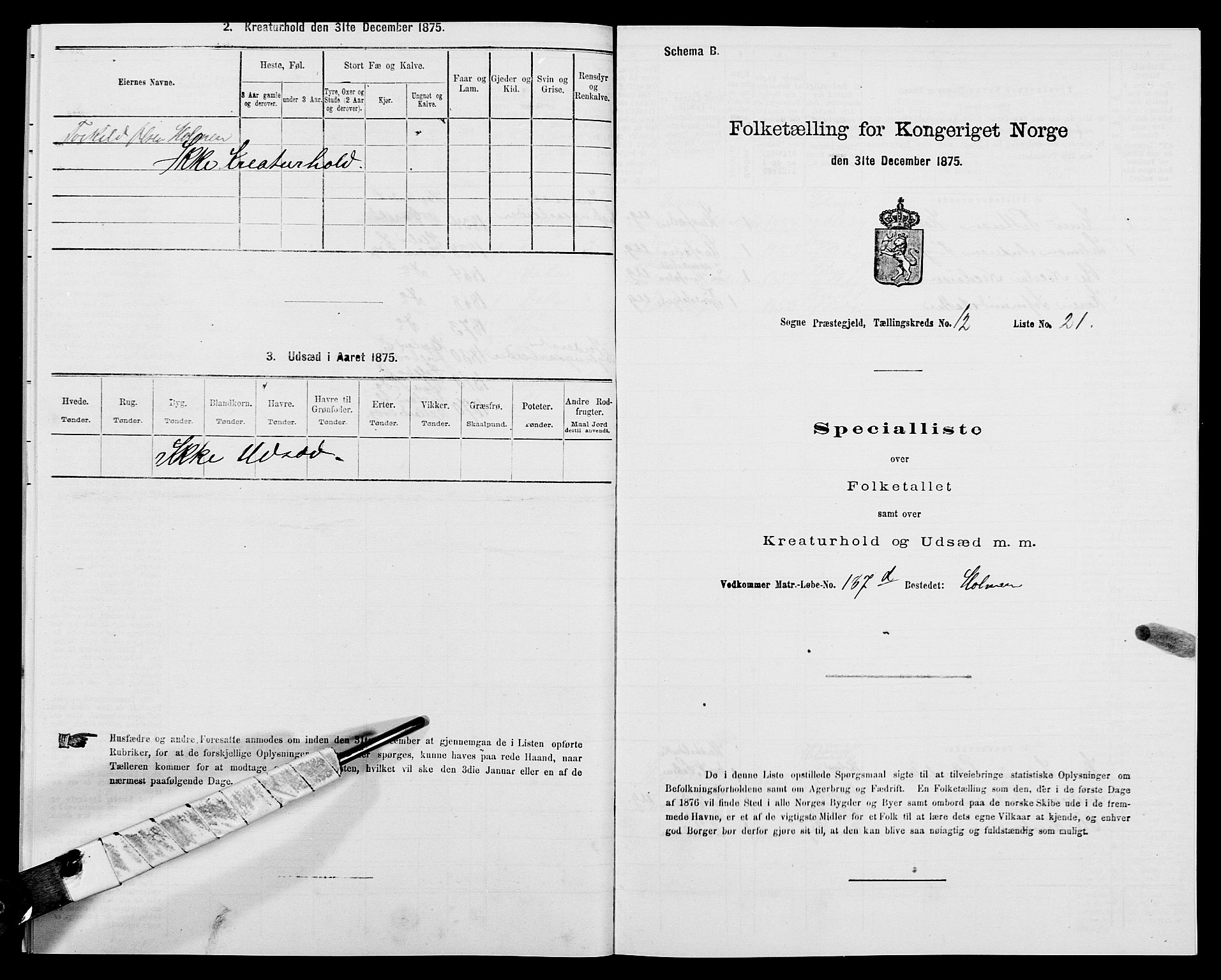 SAK, 1875 census for 1018P Søgne, 1875, p. 904