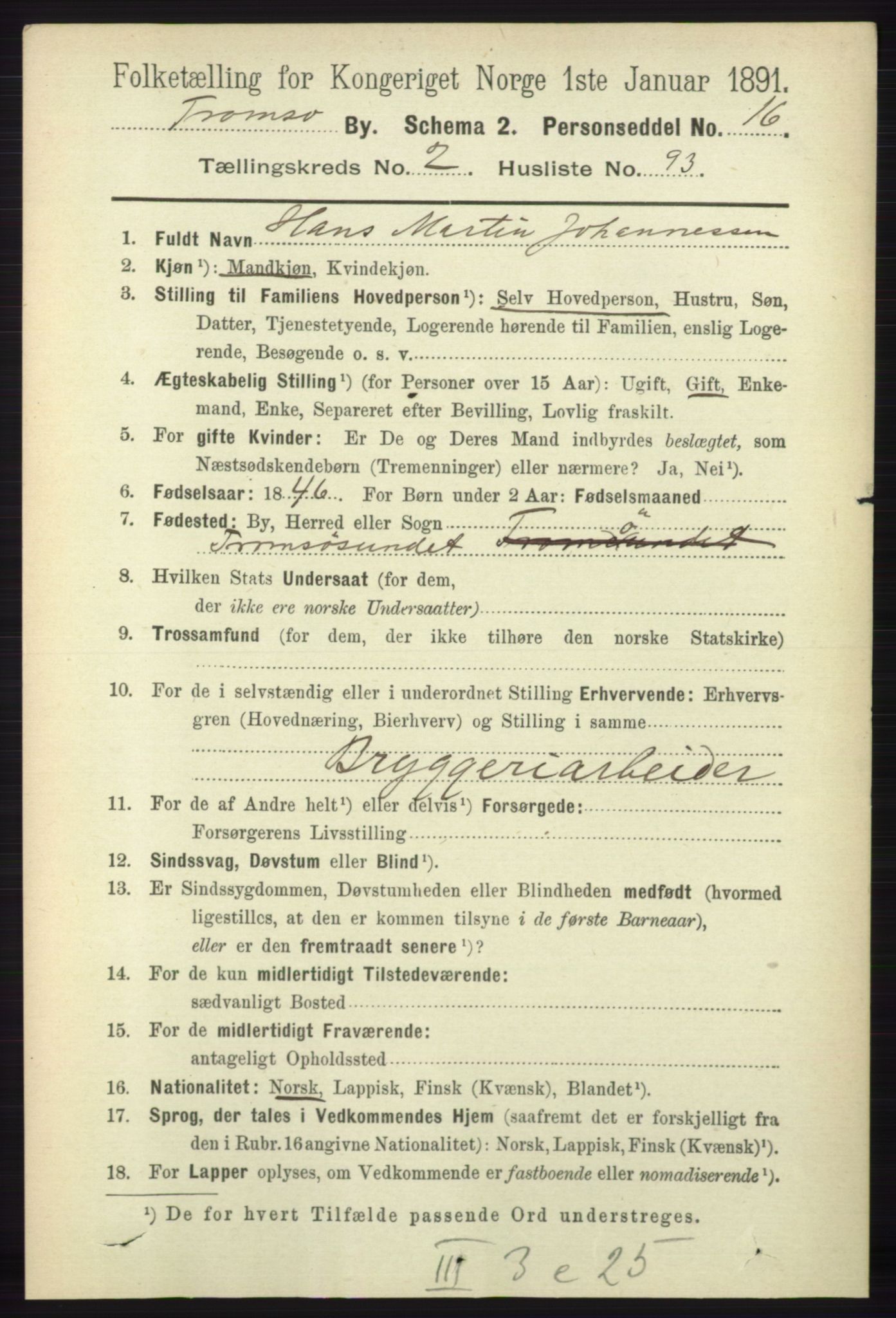 RA, 1891 census for 1902 Tromsø, 1891, p. 2824