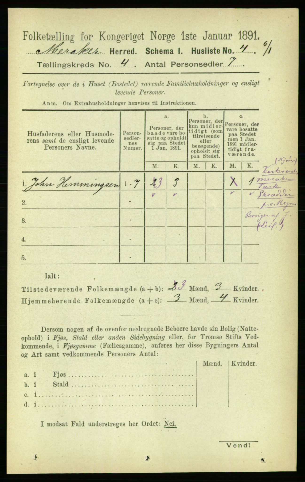 RA, 1891 census for 1711 Meråker, 1891, p. 1569