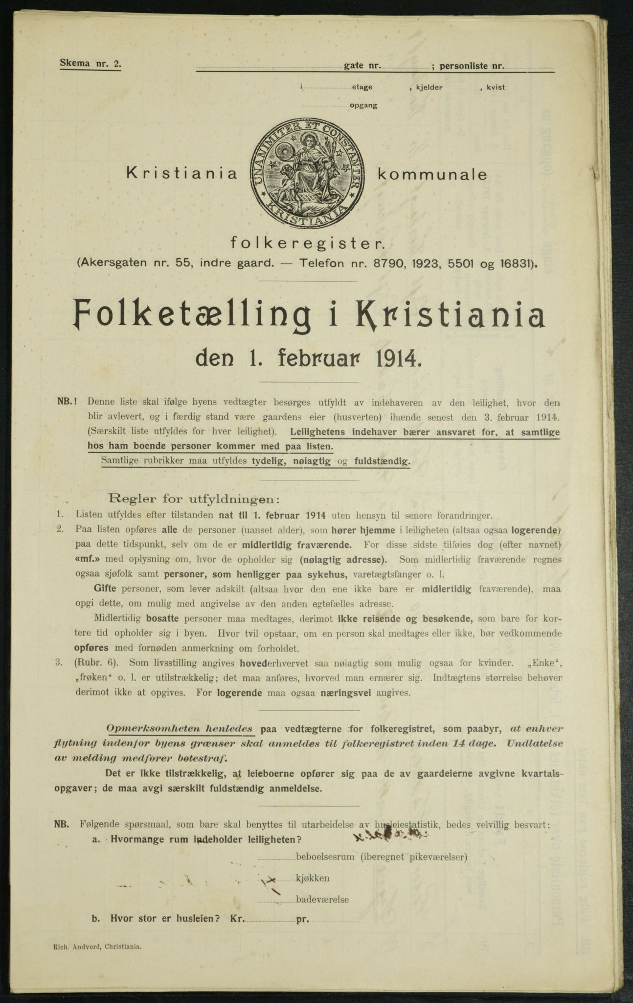 OBA, Municipal Census 1914 for Kristiania, 1914, p. 24445