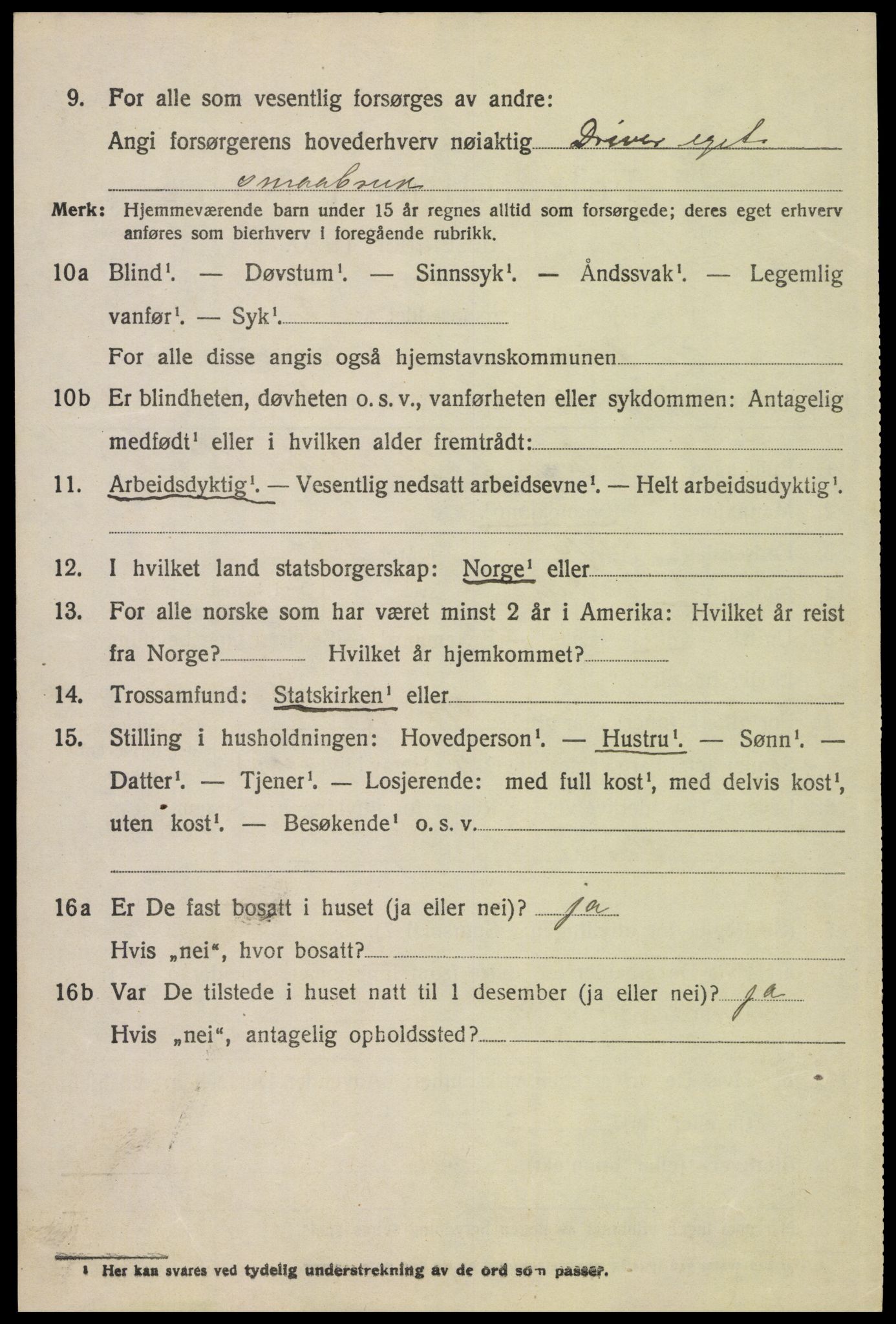 SAH, 1920 census for Tolga, 1920, p. 5820