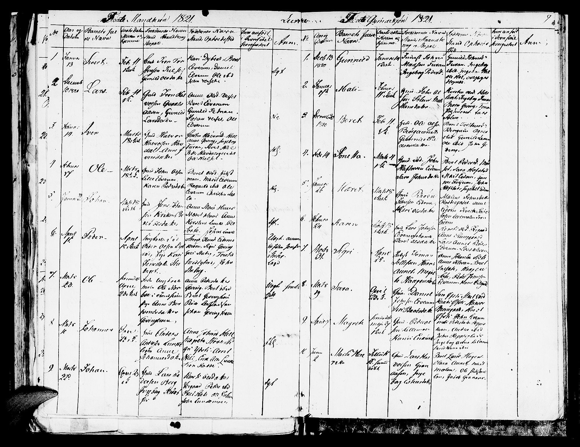 Ministerialprotokoller, klokkerbøker og fødselsregistre - Nord-Trøndelag, SAT/A-1458/709/L0065: Parish register (official) no. 709A09 /3, 1820-1821, p. 9