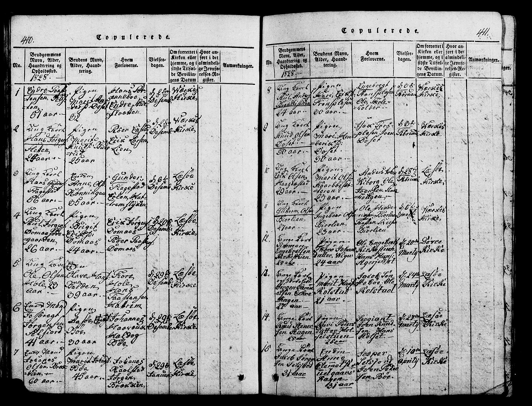 Lesja prestekontor, SAH/PREST-068/H/Ha/Hab/L0001: Parish register (copy) no. 1, 1820-1831, p. 410-411