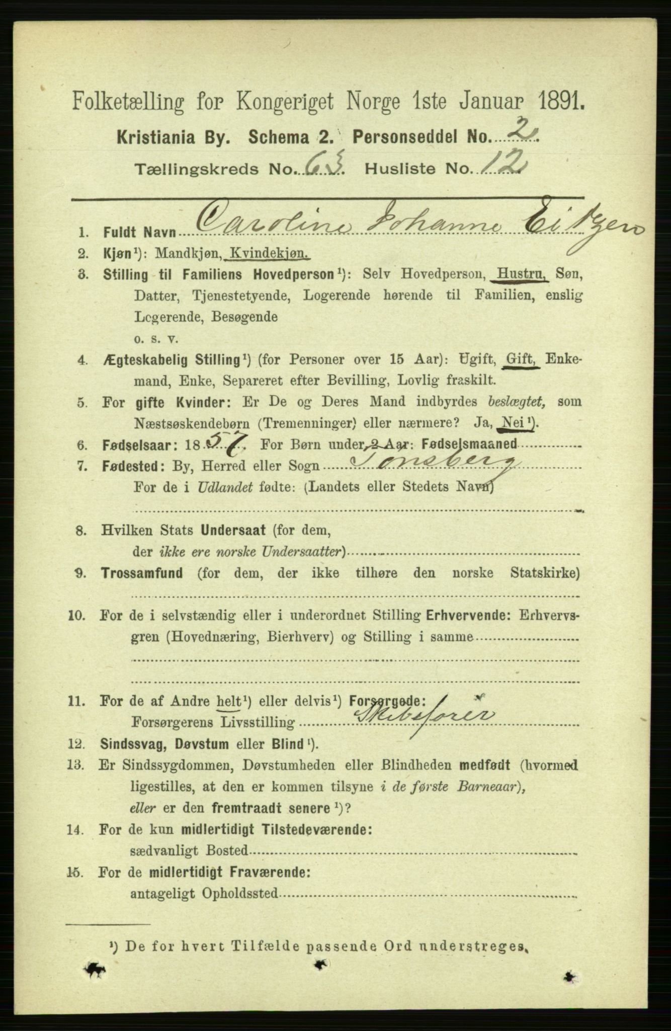 RA, 1891 census for 0301 Kristiania, 1891, p. 33988