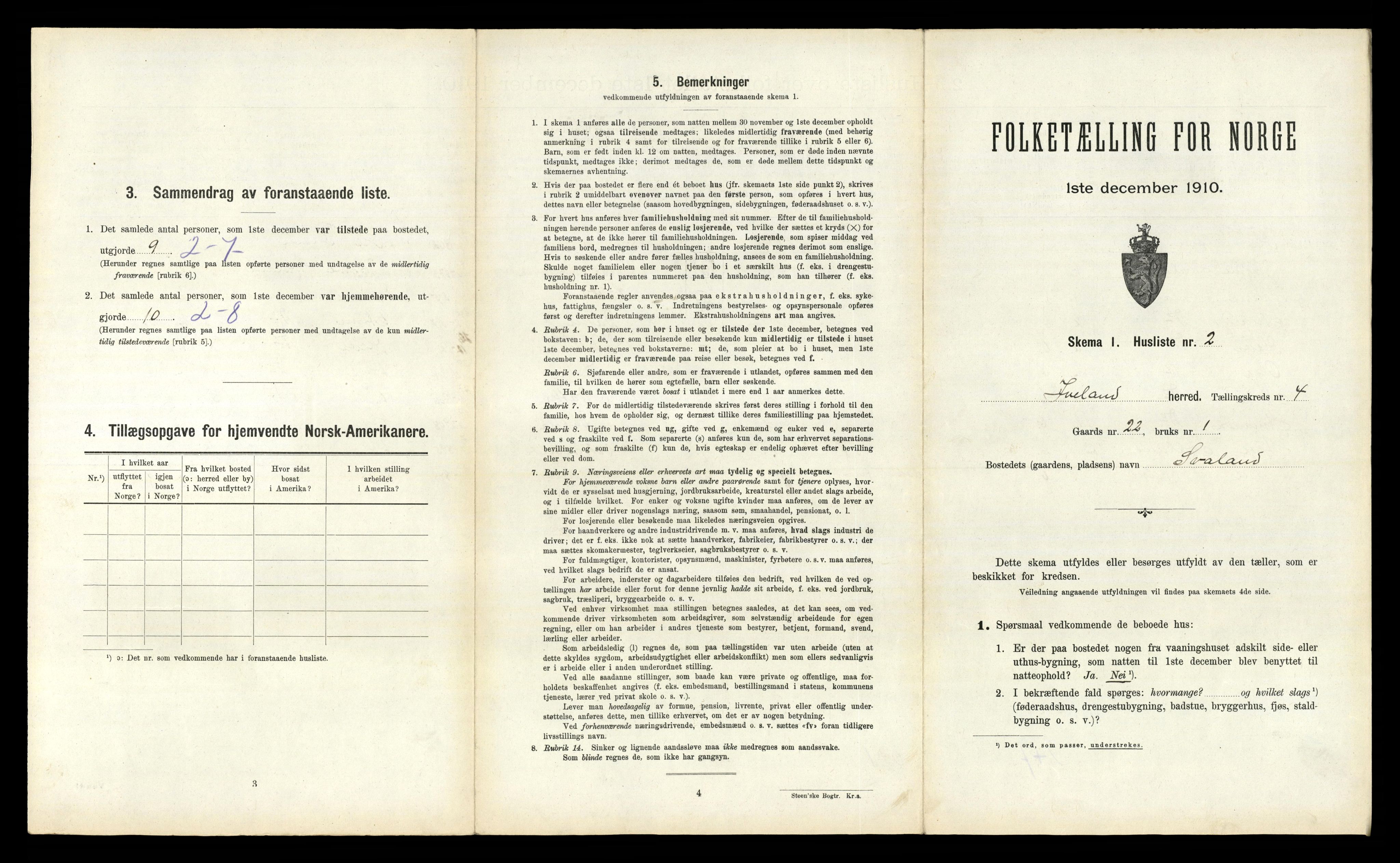 RA, 1910 census for Iveland, 1910, p. 161