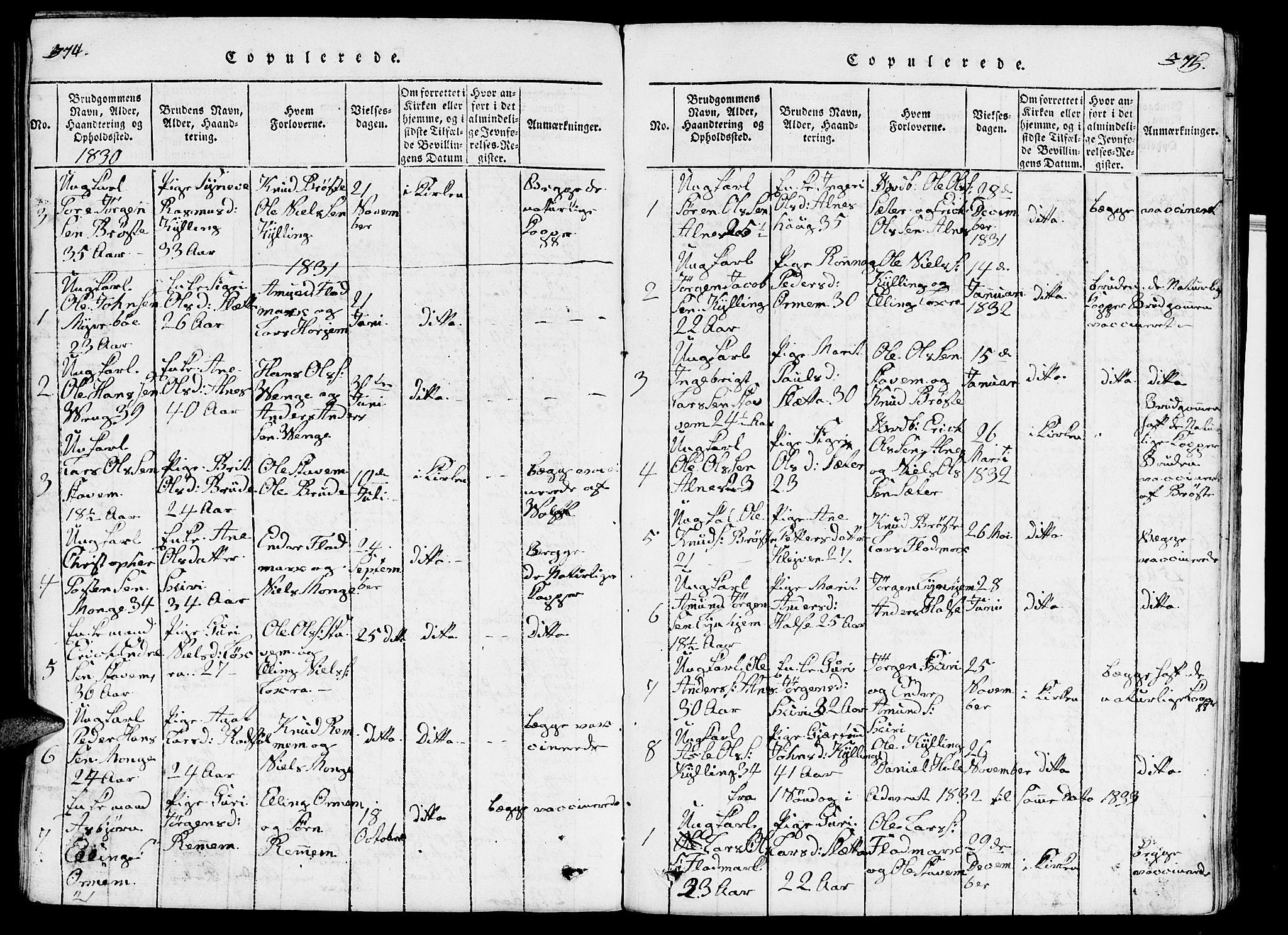 Ministerialprotokoller, klokkerbøker og fødselsregistre - Møre og Romsdal, AV/SAT-A-1454/546/L0595: Parish register (copy) no. 546C01, 1818-1836, p. 374-375