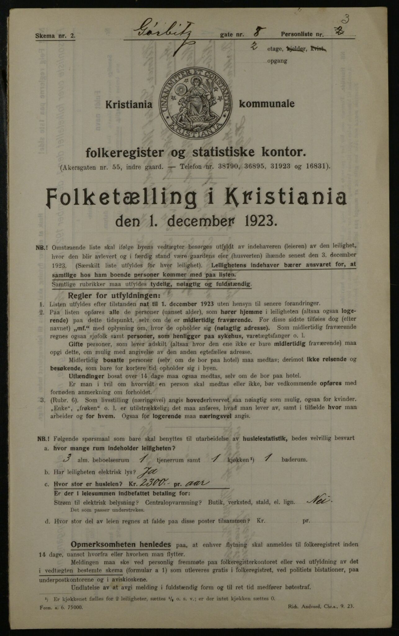 OBA, Municipal Census 1923 for Kristiania, 1923, p. 36667