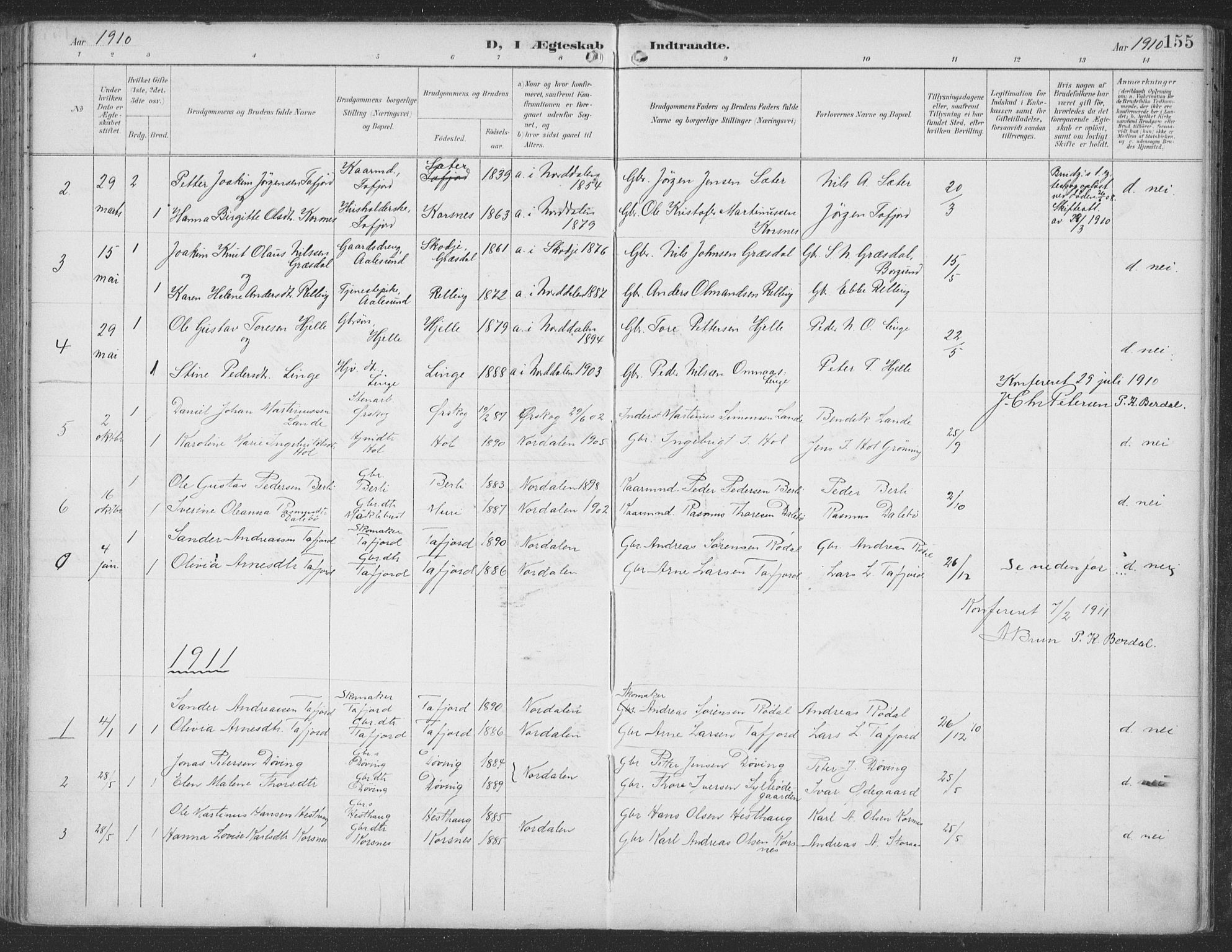 Ministerialprotokoller, klokkerbøker og fødselsregistre - Møre og Romsdal, SAT/A-1454/519/L0256: Parish register (official) no. 519A15, 1895-1912, p. 155