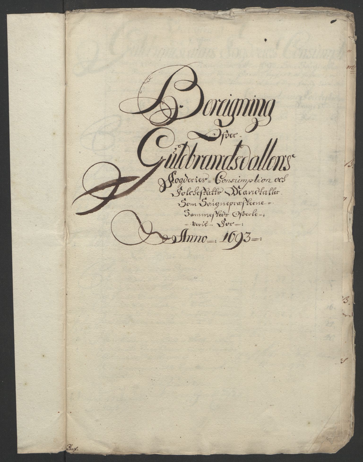 Rentekammeret inntil 1814, Reviderte regnskaper, Fogderegnskap, RA/EA-4092/R17/L1167: Fogderegnskap Gudbrandsdal, 1693, p. 319