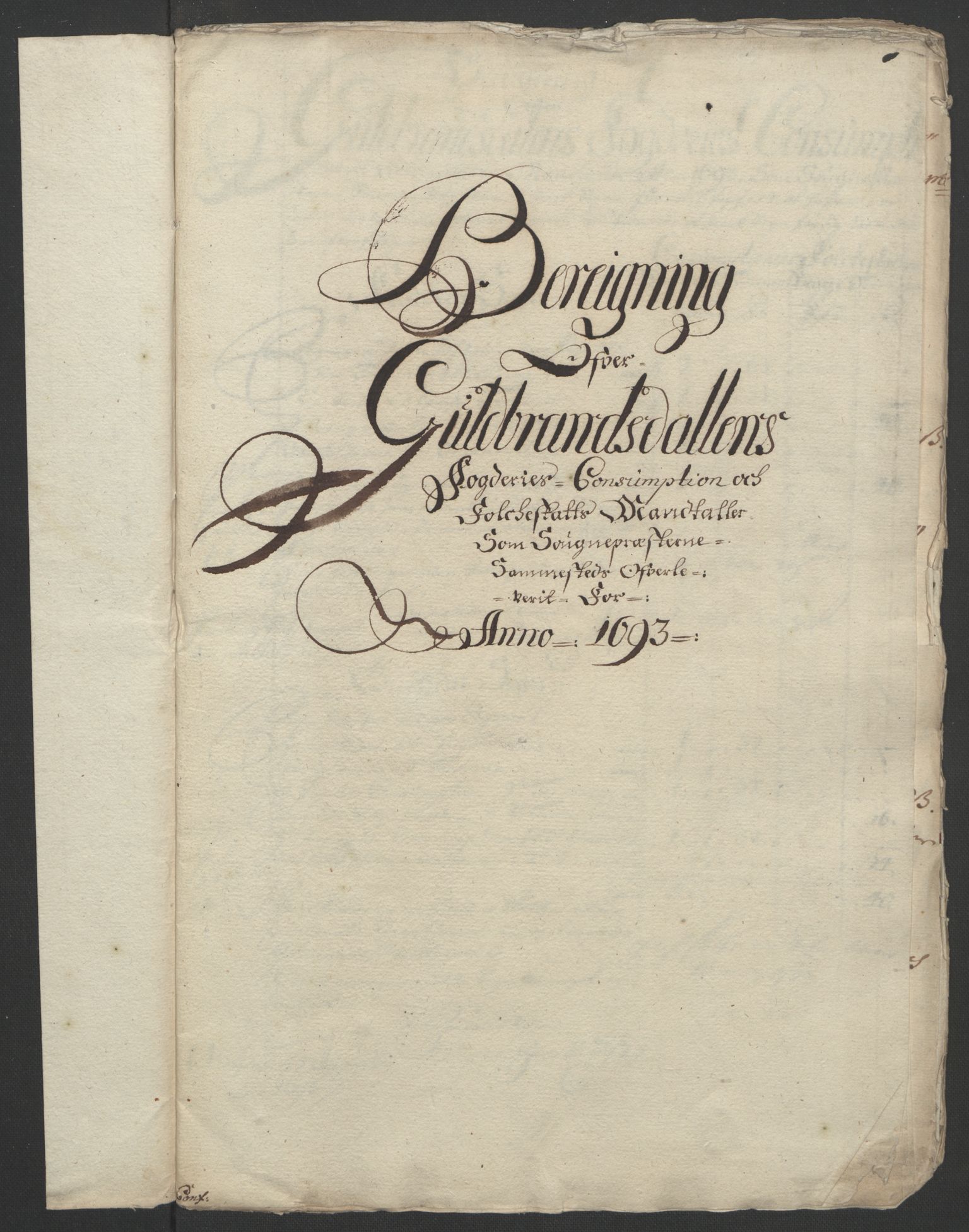 Rentekammeret inntil 1814, Reviderte regnskaper, Fogderegnskap, AV/RA-EA-4092/R17/L1167: Fogderegnskap Gudbrandsdal, 1693, p. 319