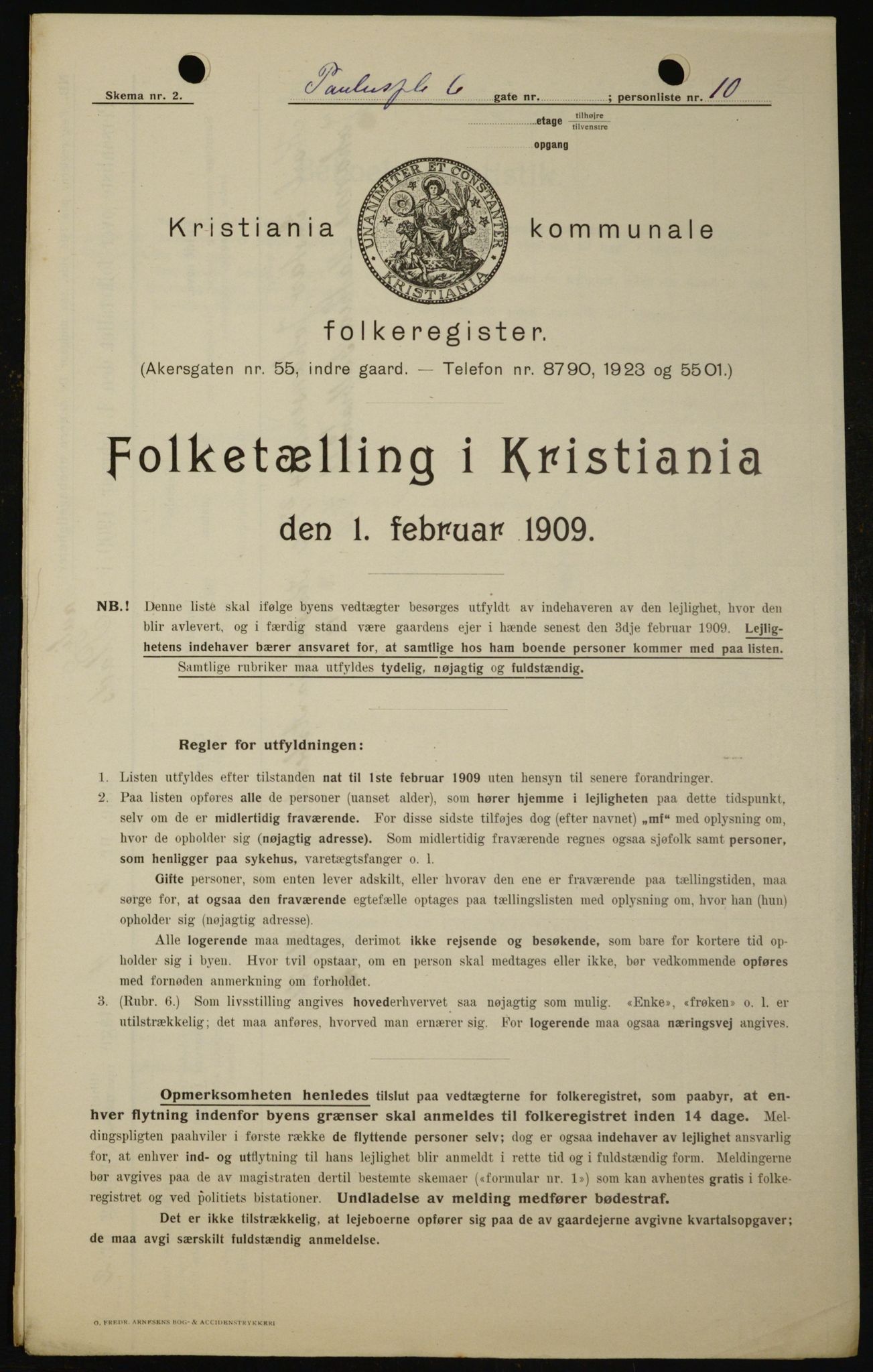 OBA, Municipal Census 1909 for Kristiania, 1909, p. 71322