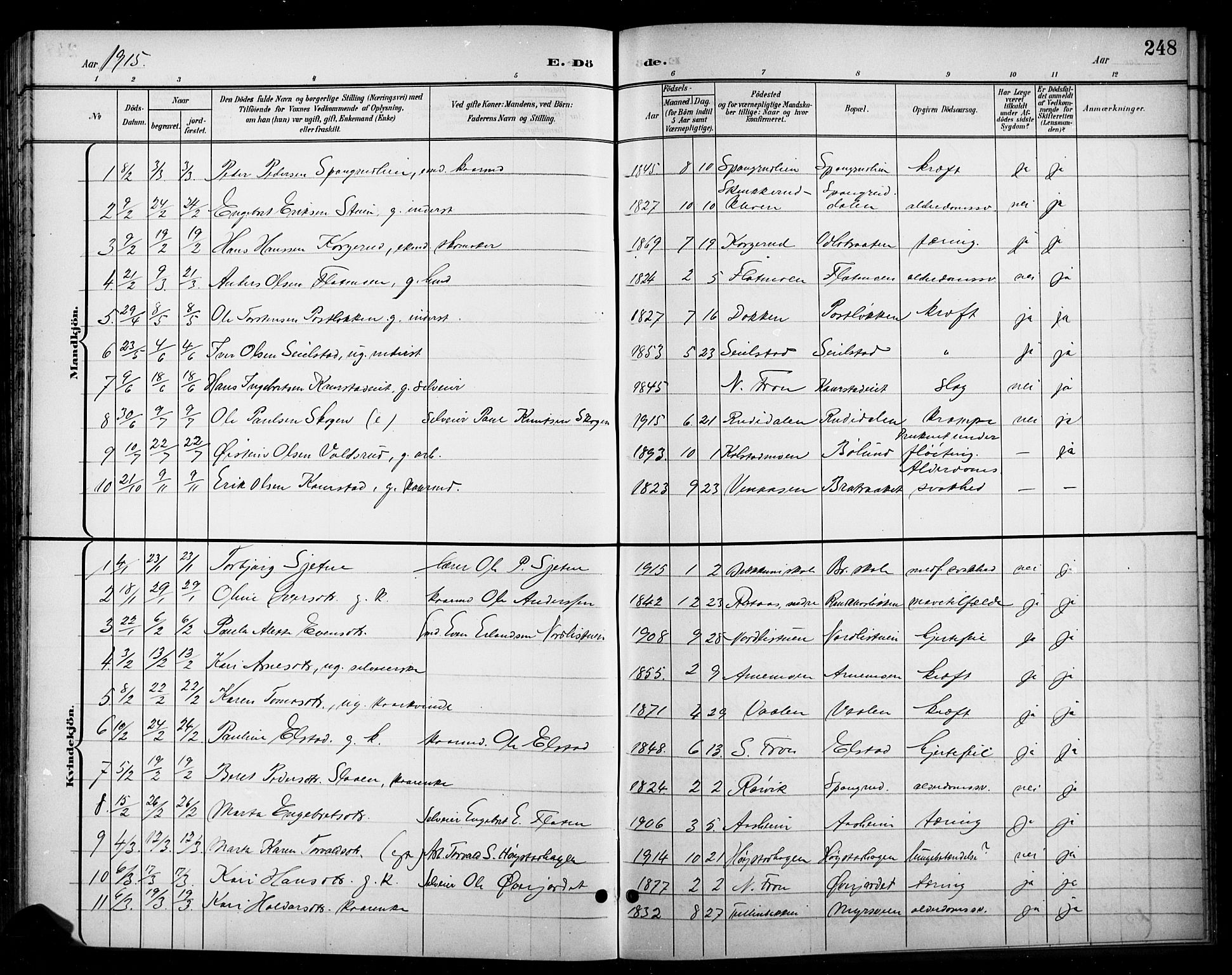 Ringebu prestekontor, SAH/PREST-082/H/Ha/Hab/L0009: Parish register (copy) no. 9, 1899-1921, p. 248