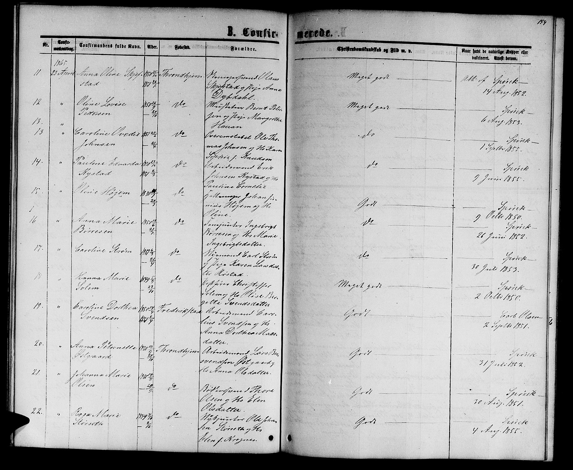 Ministerialprotokoller, klokkerbøker og fødselsregistre - Sør-Trøndelag, AV/SAT-A-1456/601/L0087: Parish register (copy) no. 601C05, 1864-1881, p. 154