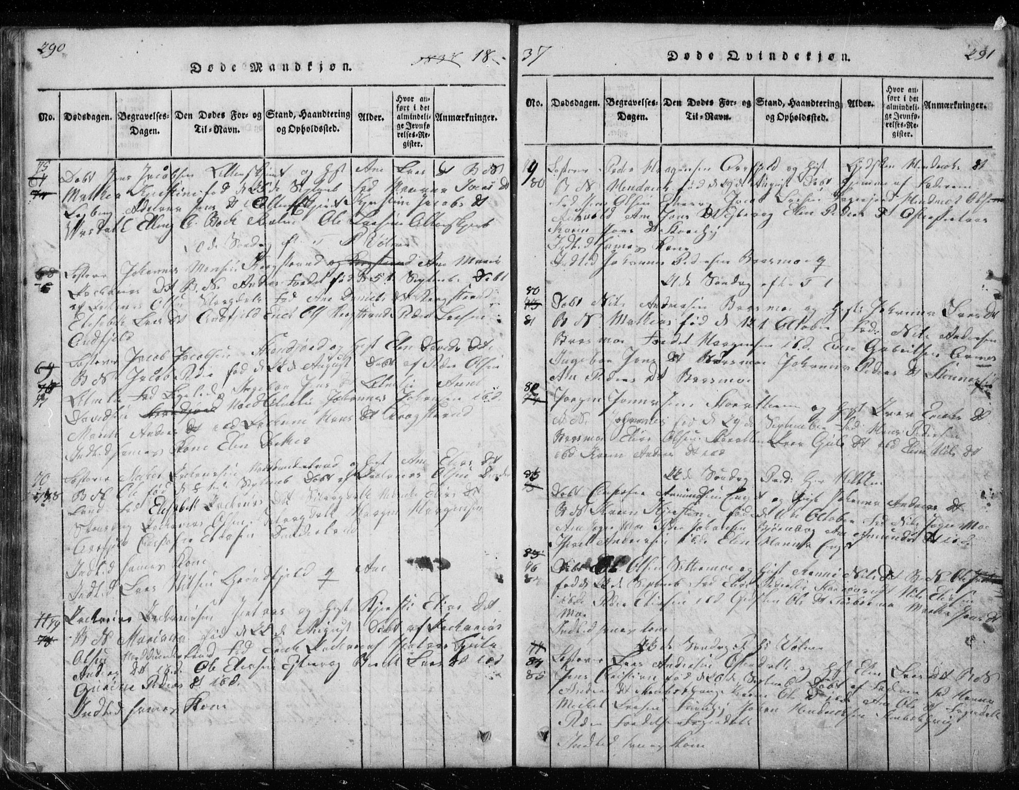 Ministerialprotokoller, klokkerbøker og fødselsregistre - Nordland, AV/SAT-A-1459/827/L0412: Parish register (copy) no. 827C01, 1820-1841, p. 290-291