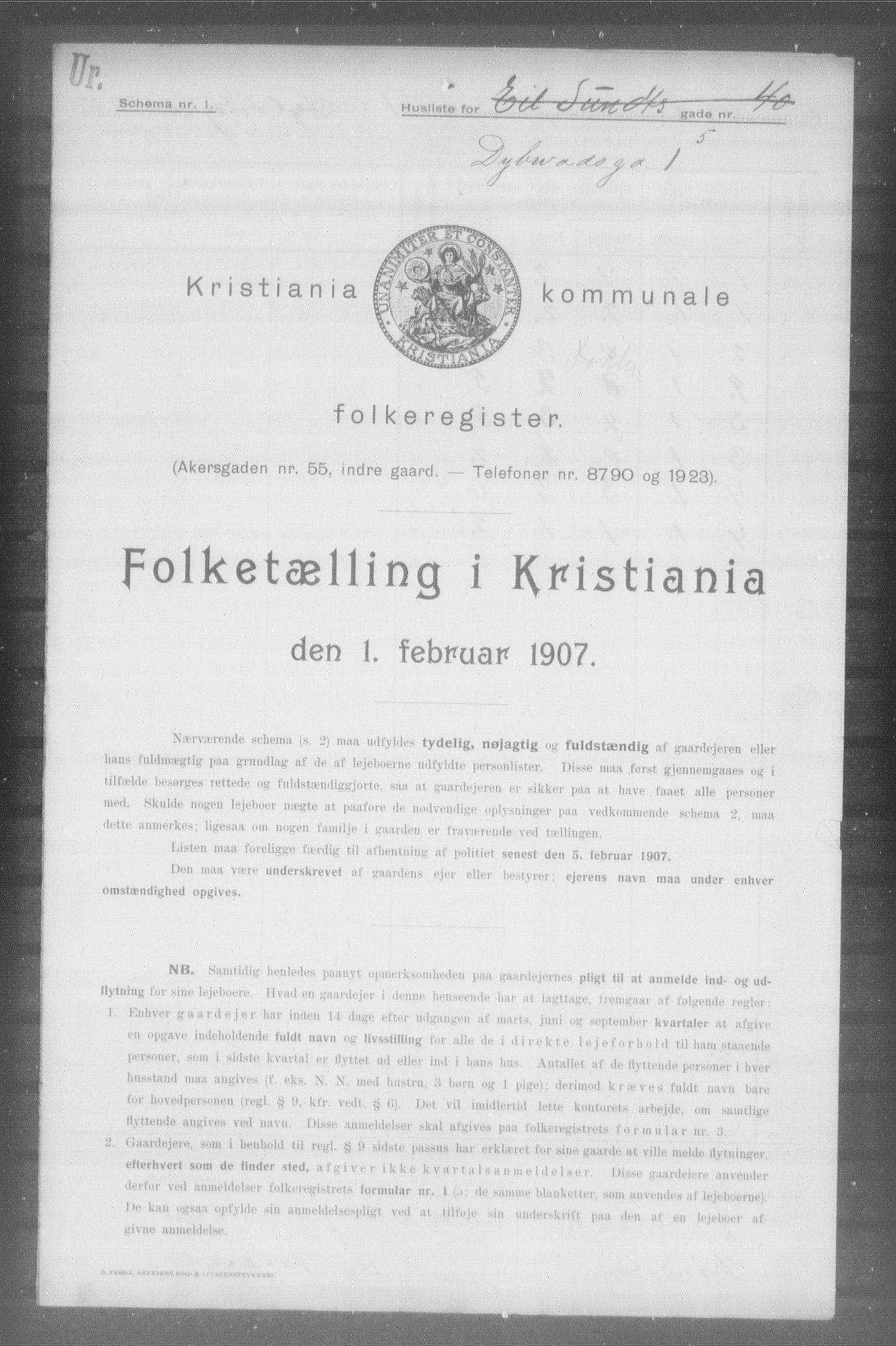 OBA, Municipal Census 1907 for Kristiania, 1907, p. 8890