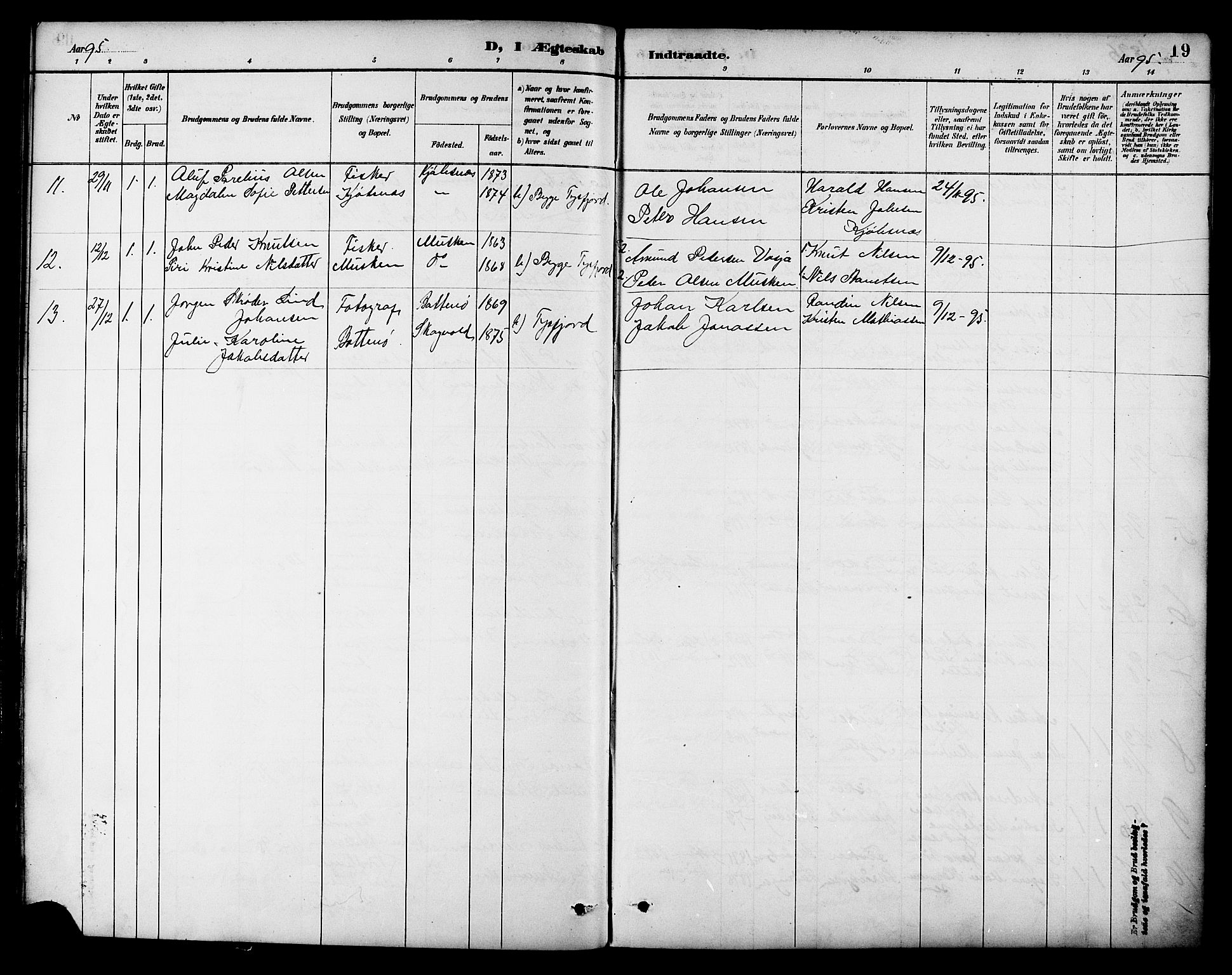 Ministerialprotokoller, klokkerbøker og fødselsregistre - Nordland, AV/SAT-A-1459/861/L0870: Parish register (official) no. 861A05, 1889-1903, p. 19