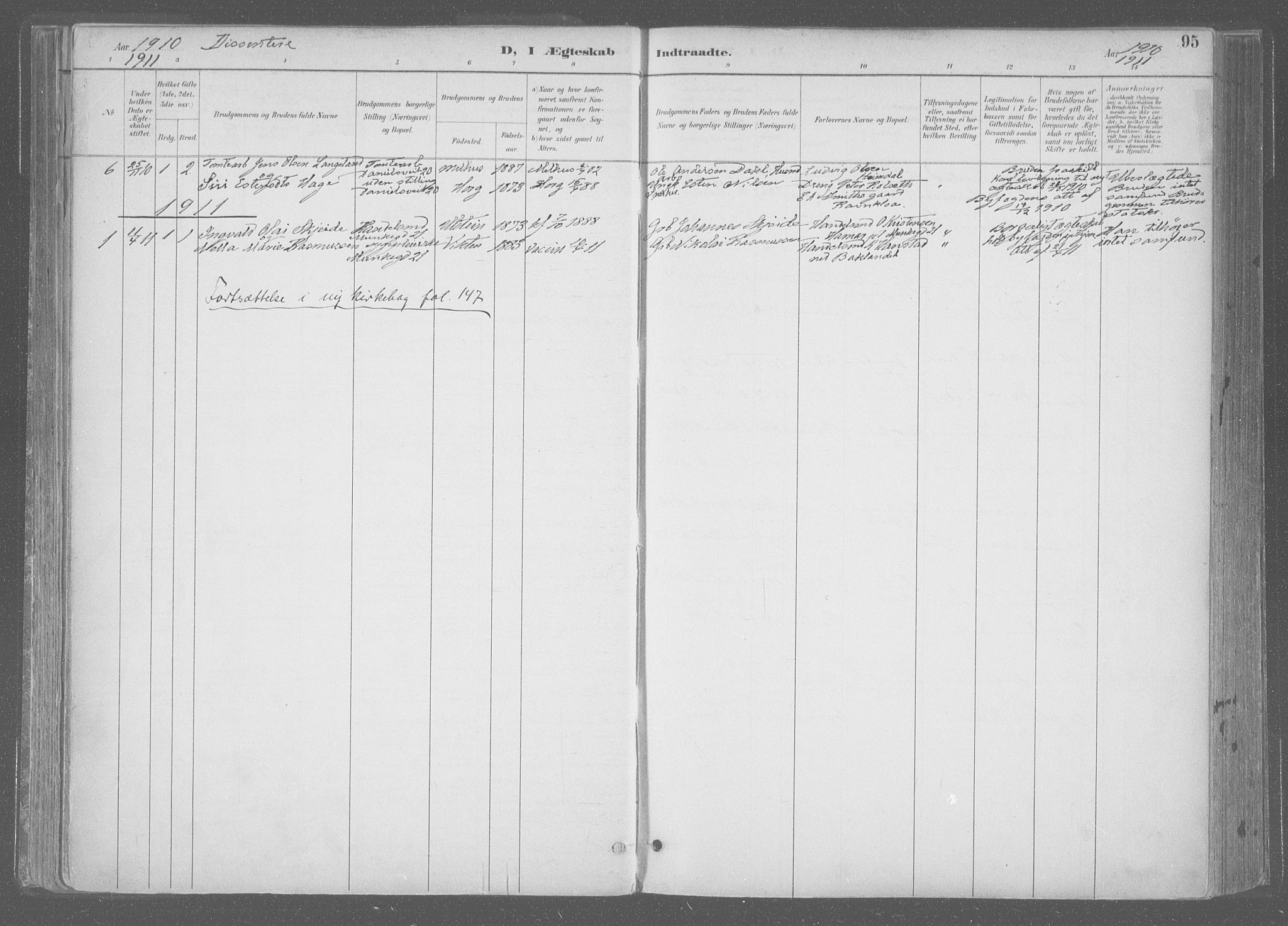 Ministerialprotokoller, klokkerbøker og fødselsregistre - Sør-Trøndelag, SAT/A-1456/601/L0064: Parish register (official) no. 601A31, 1891-1911, p. 95