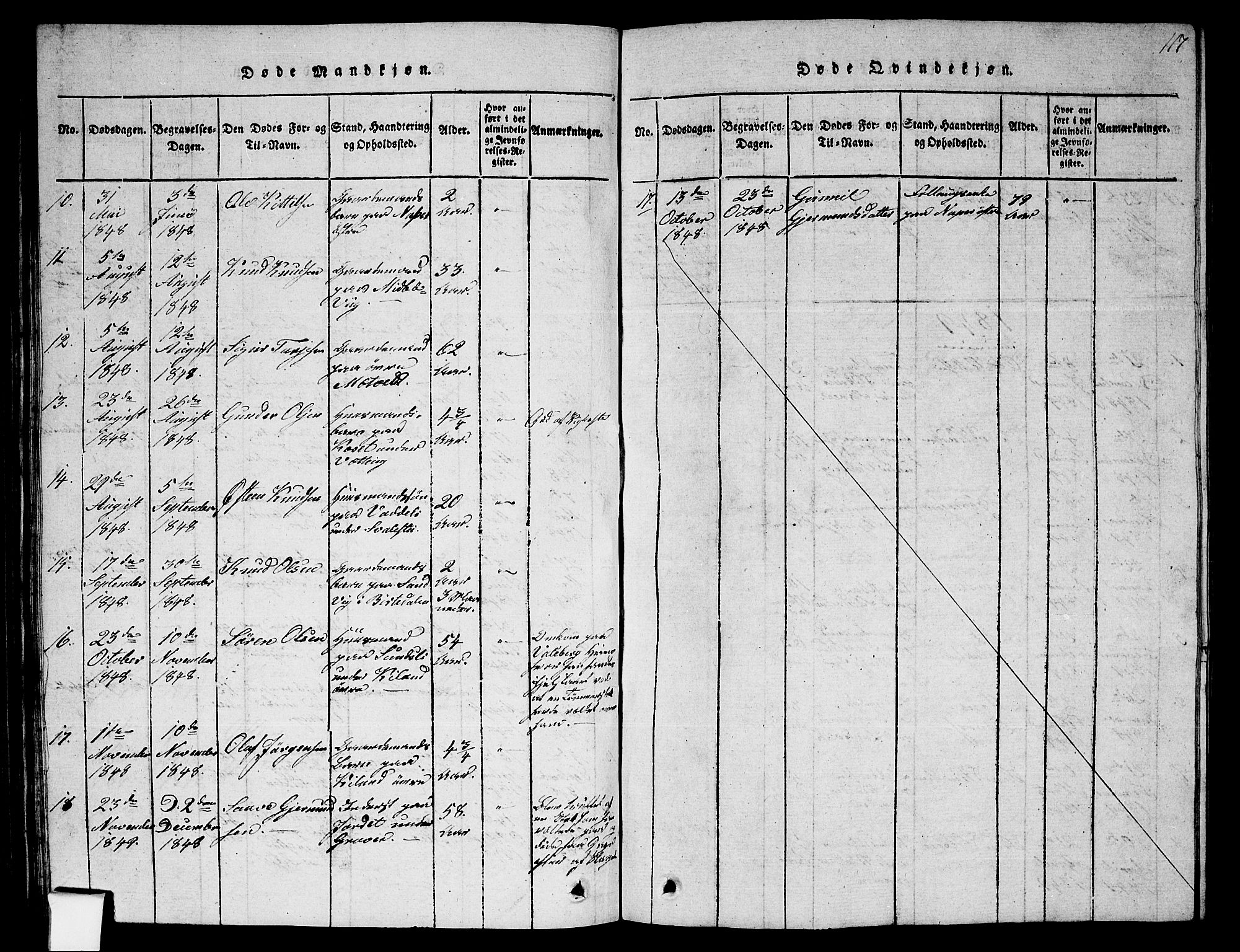 Fyresdal kirkebøker, SAKO/A-263/G/Ga/L0002: Parish register (copy) no. I 2, 1815-1857, p. 117