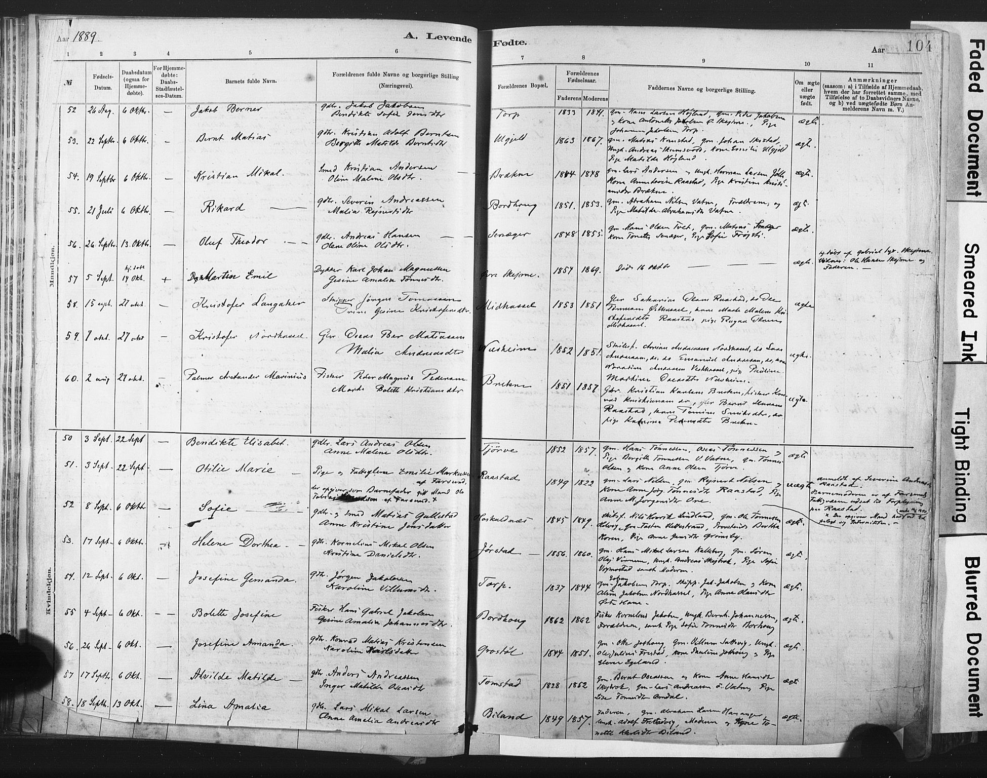 Lista sokneprestkontor, AV/SAK-1111-0027/F/Fa/L0012: Parish register (official) no. A 12, 1879-1903, p. 104