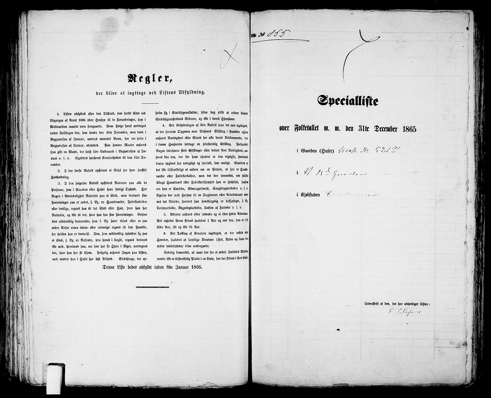 RA, 1865 census for Kristiansand, 1865, p. 1748