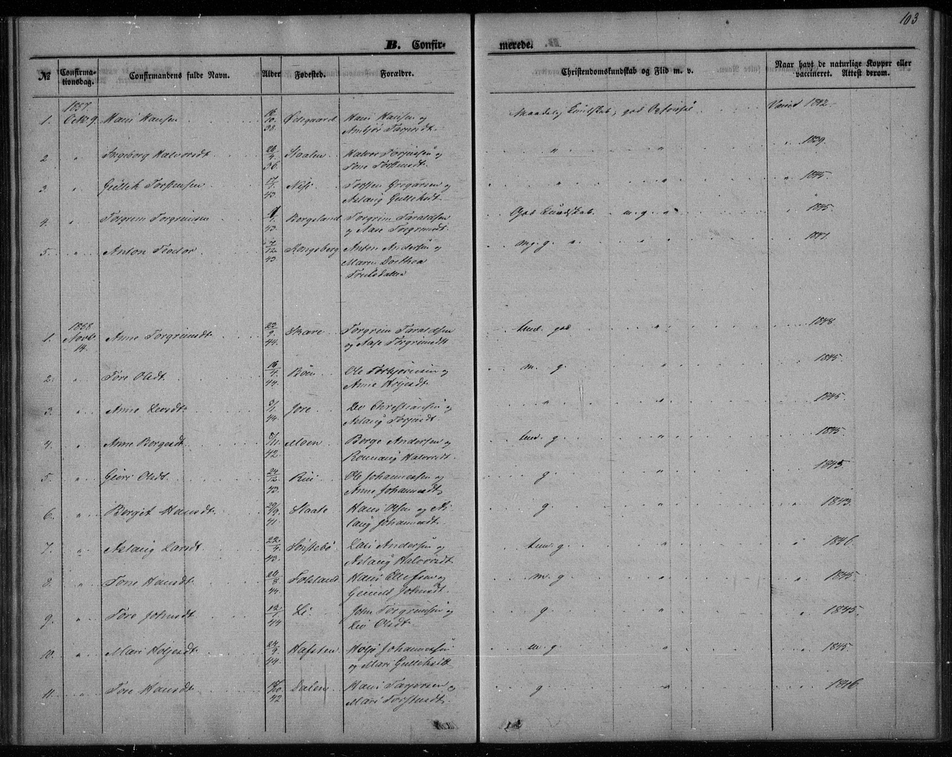 Gransherad kirkebøker, AV/SAKO-A-267/F/Fa/L0002: Parish register (official) no. I 2, 1844-1859, p. 103