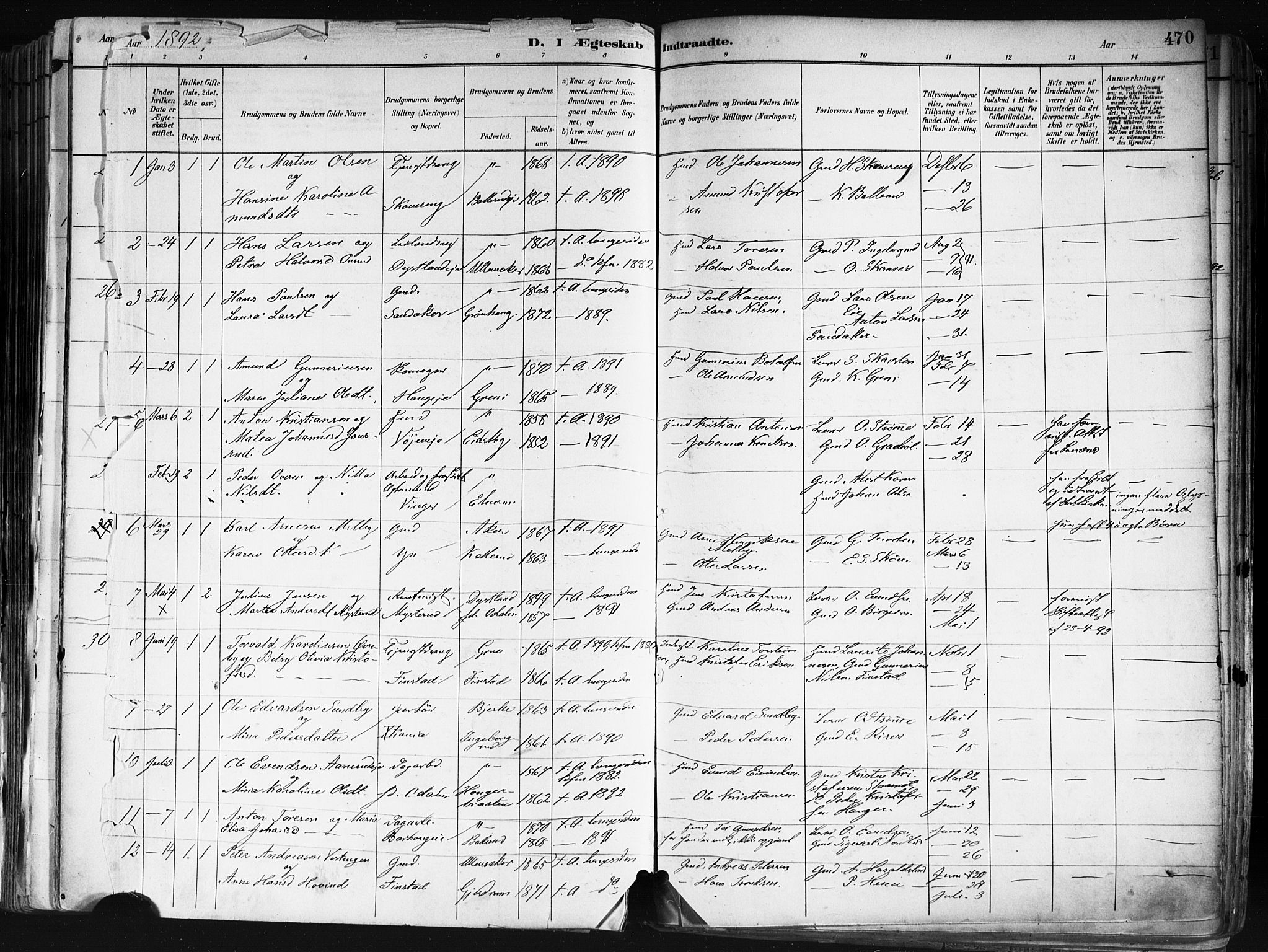 Nes prestekontor Kirkebøker, SAO/A-10410/F/Fa/L0010: Parish register (official) no. I 10, 1883-1898, p. 470