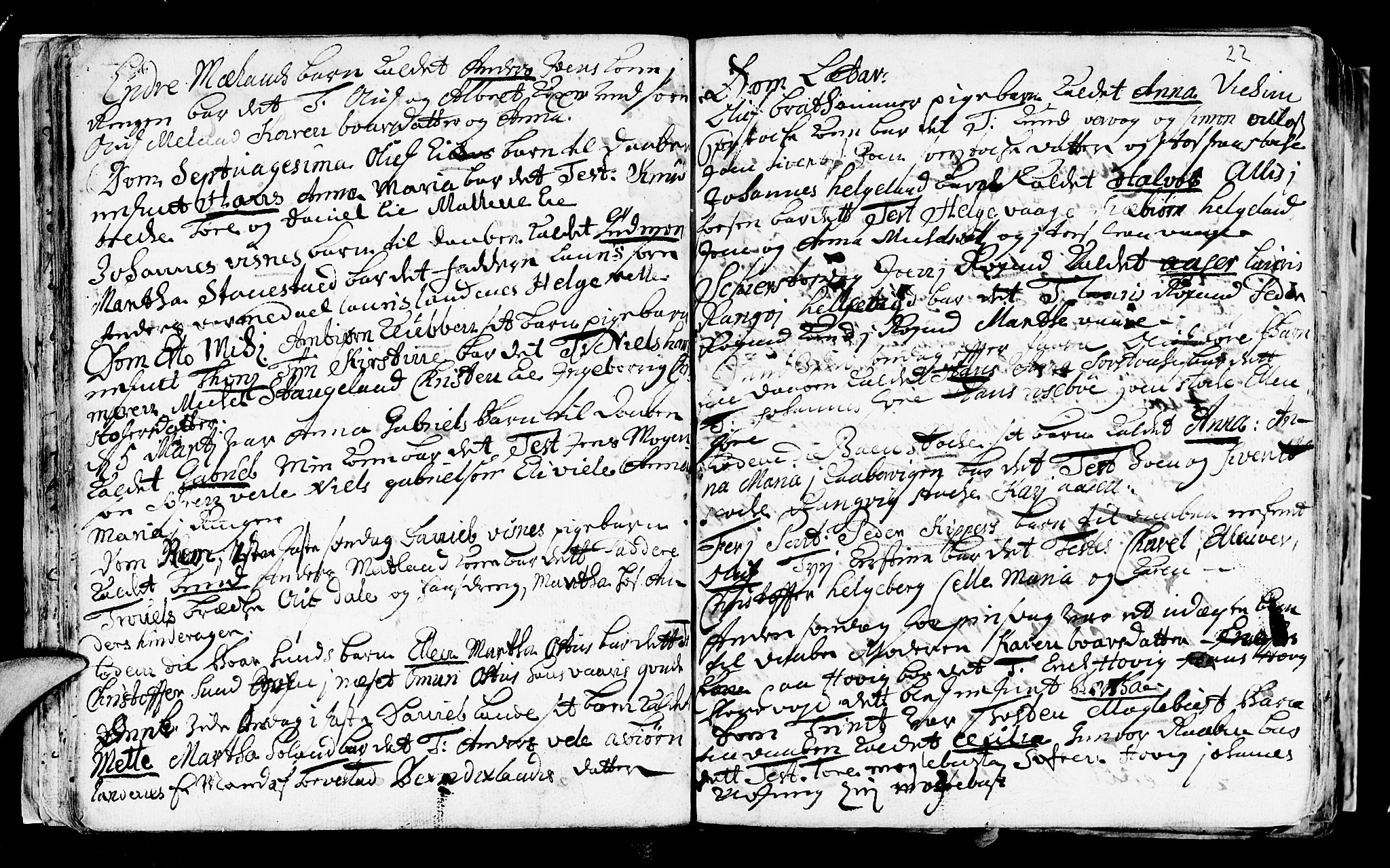 Avaldsnes sokneprestkontor, SAST/A -101851/H/Ha/Haa/L0001: Parish register (official) no. A 1, 1711-1764, p. 22