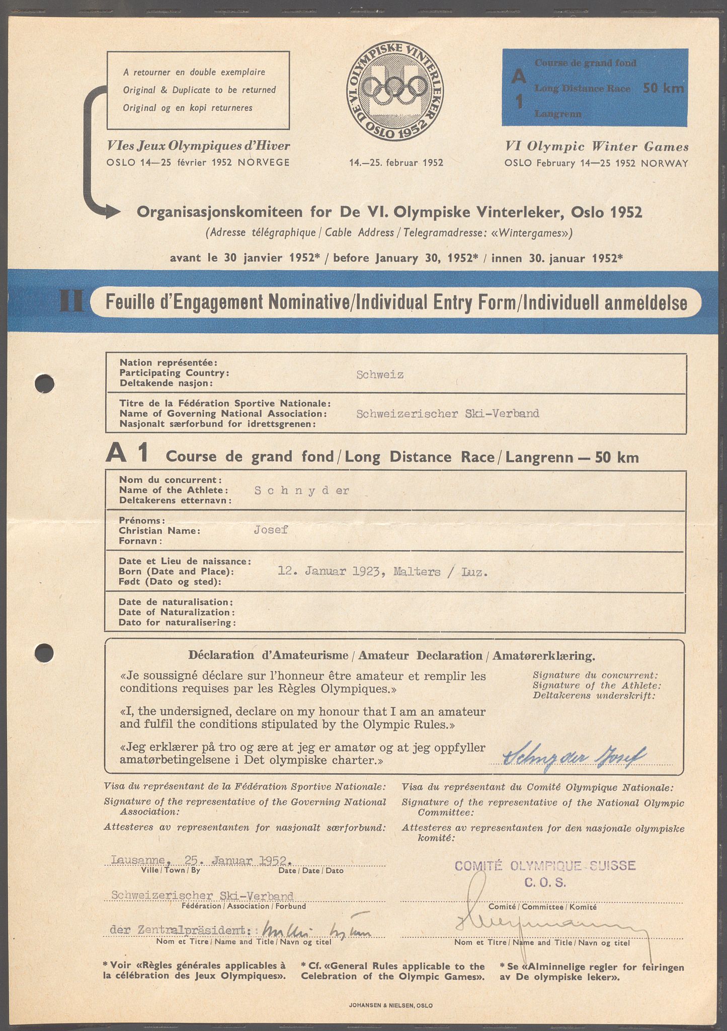 Organisasjonskomiteen for de VI. olympiske vinterleker, OBA/A-20130/H/Ha, 1951-1952, p. 51