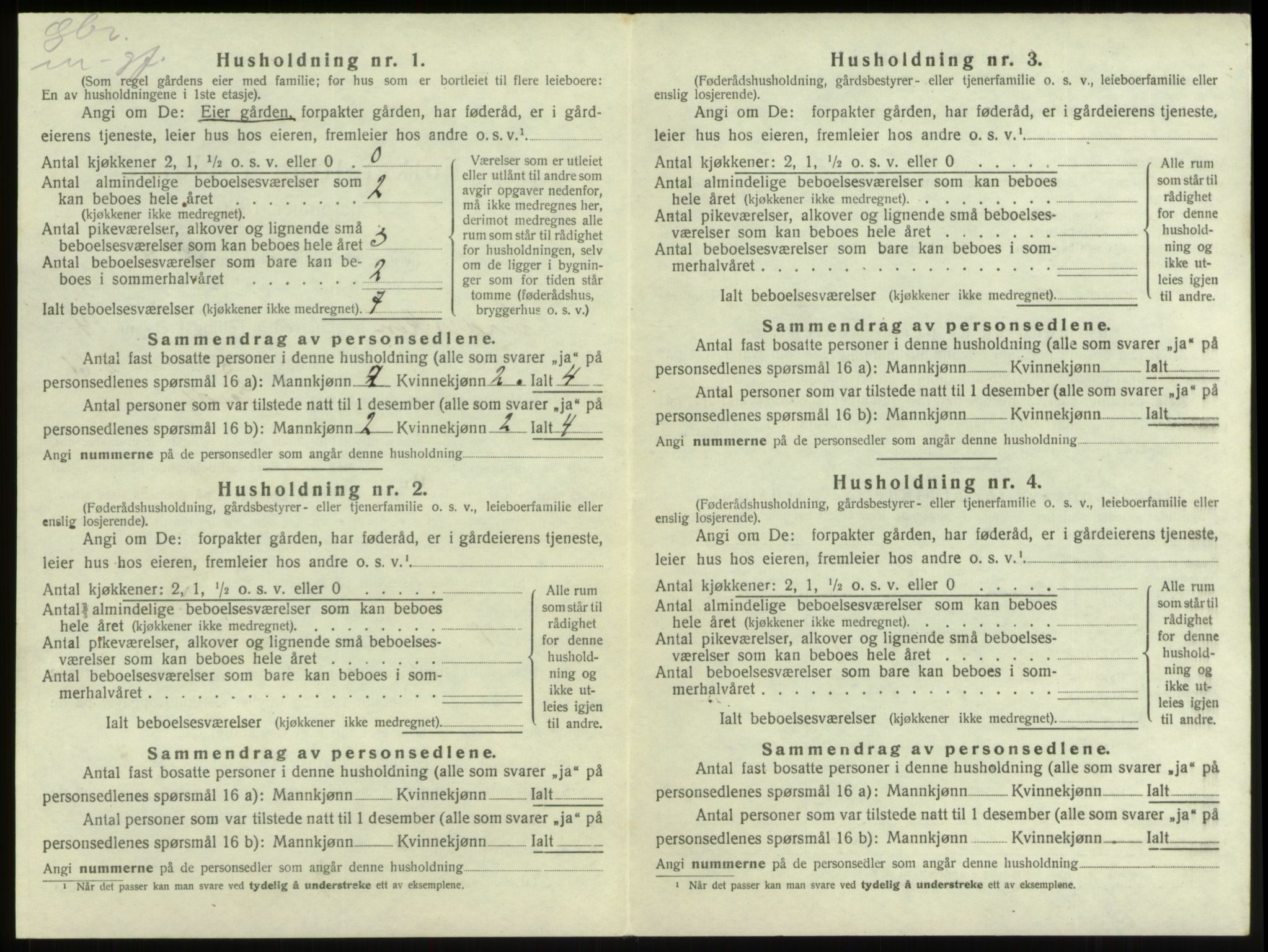 SAB, 1920 census for Innvik, 1920, p. 877