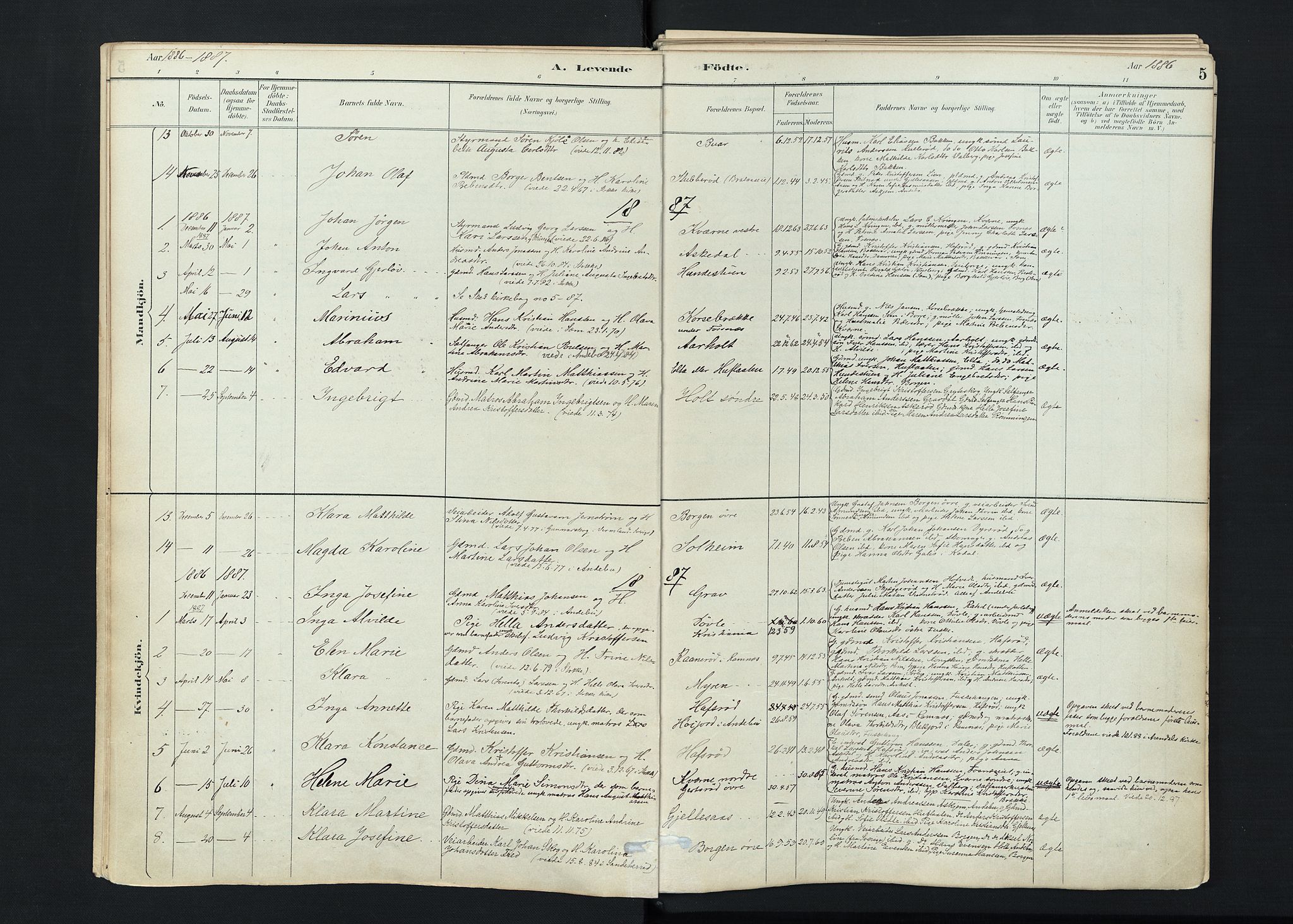 Stokke kirkebøker, SAKO/A-320/F/Fc/L0001: Parish register (official) no. III 1, 1884-1910, p. 5