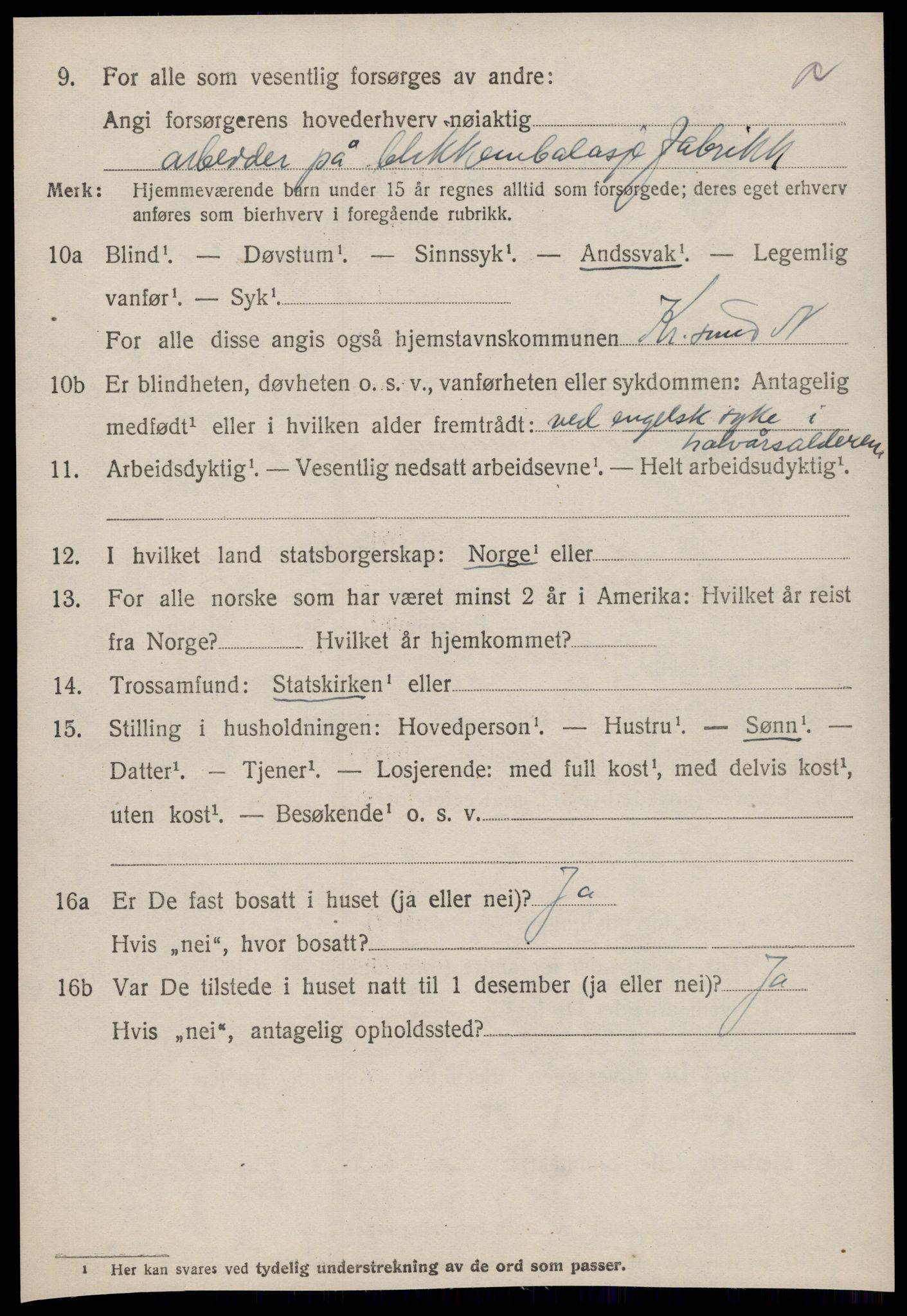 SAT, 1920 census for Bremsnes, 1920, p. 1494