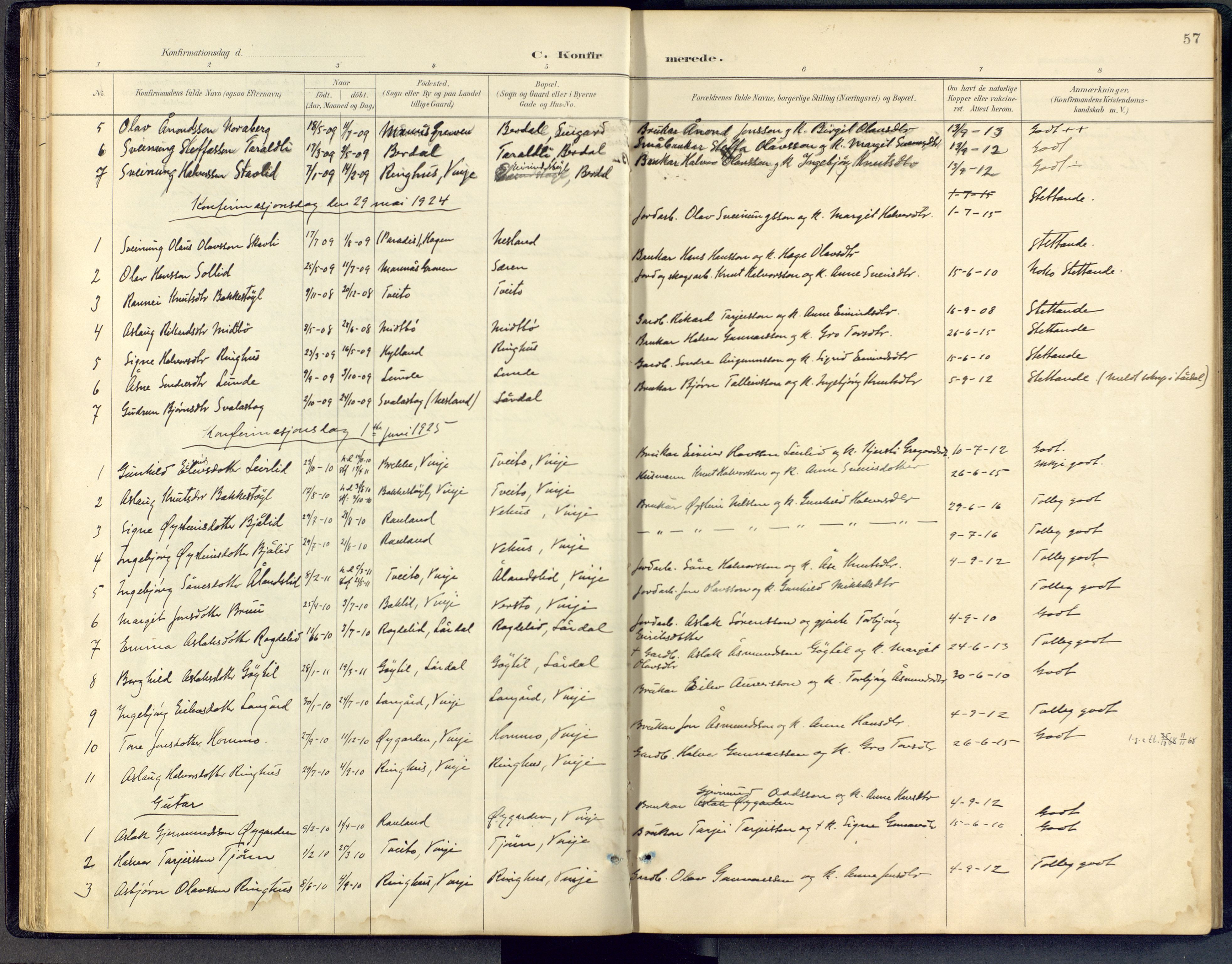 Vinje kirkebøker, SAKO/A-312/F/Fb/L0002: Parish register (official) no. II 2, 1887-1925, p. 57