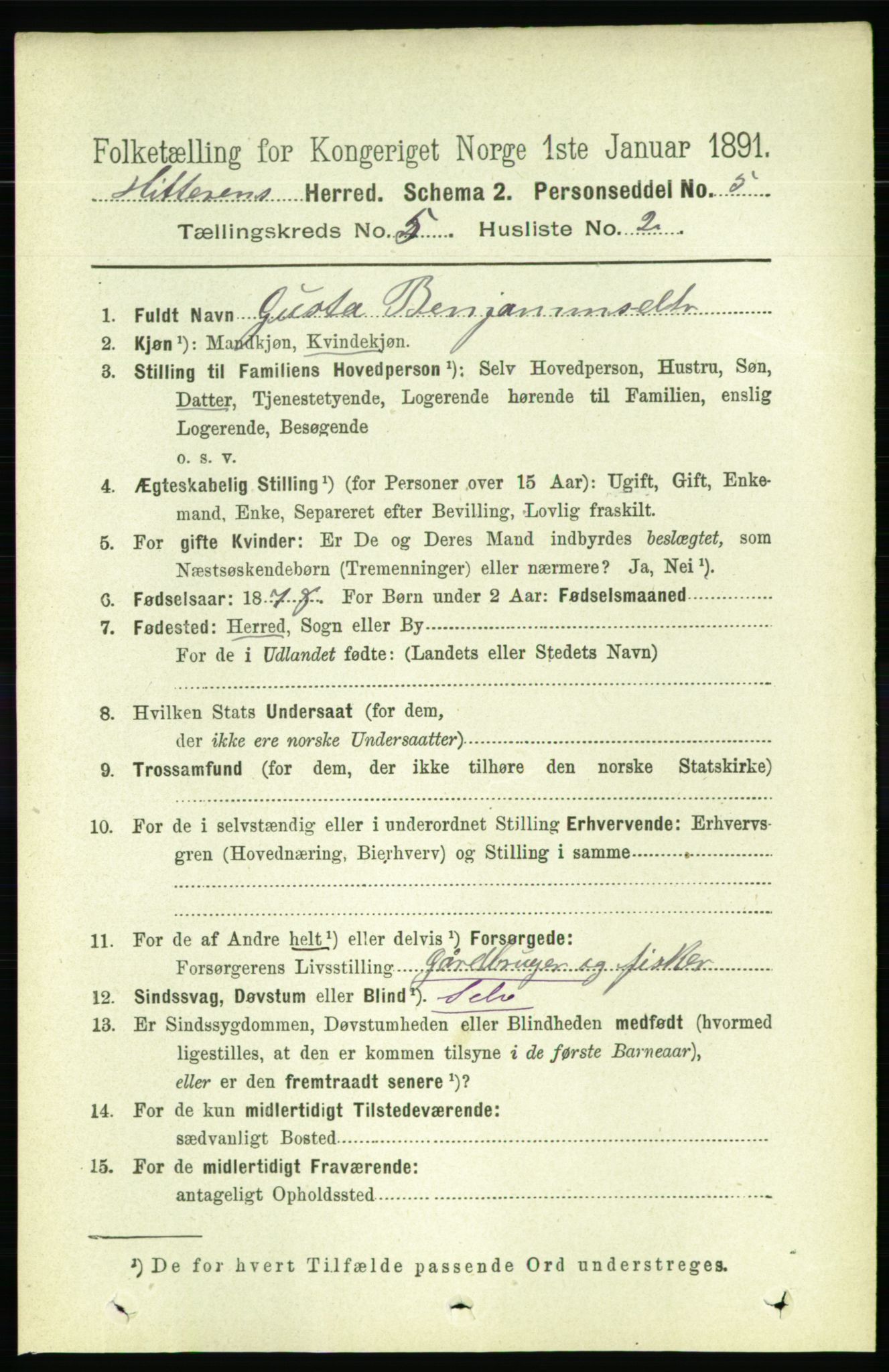 RA, 1891 census for 1617 Hitra, 1891, p. 901