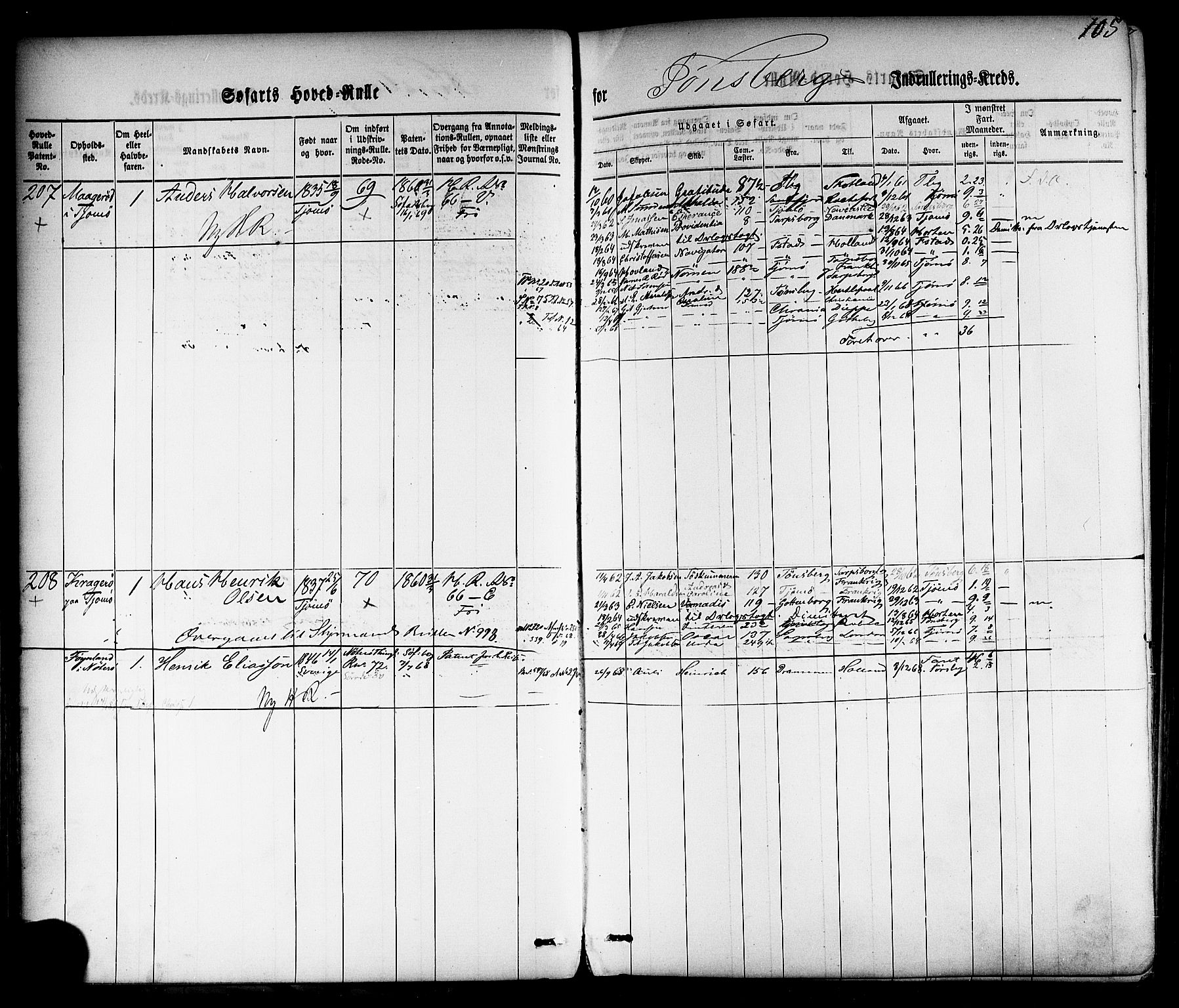 Tønsberg innrulleringskontor, SAKO/A-786/F/Fc/Fca/L0001: Hovedrulle Patent nr. 1-1428, 1860-1861, p. 141