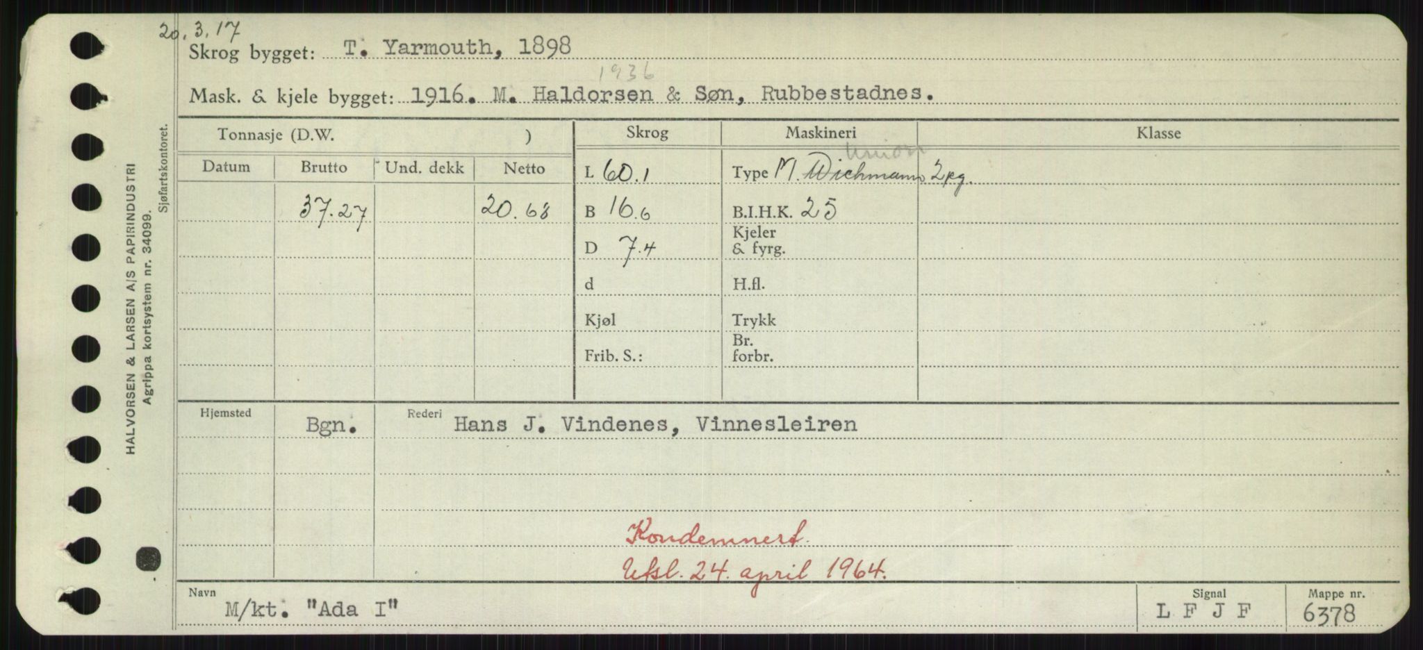 Sjøfartsdirektoratet med forløpere, Skipsmålingen, AV/RA-S-1627/H/Hd/L0001: Fartøy, A-Anv, p. 57