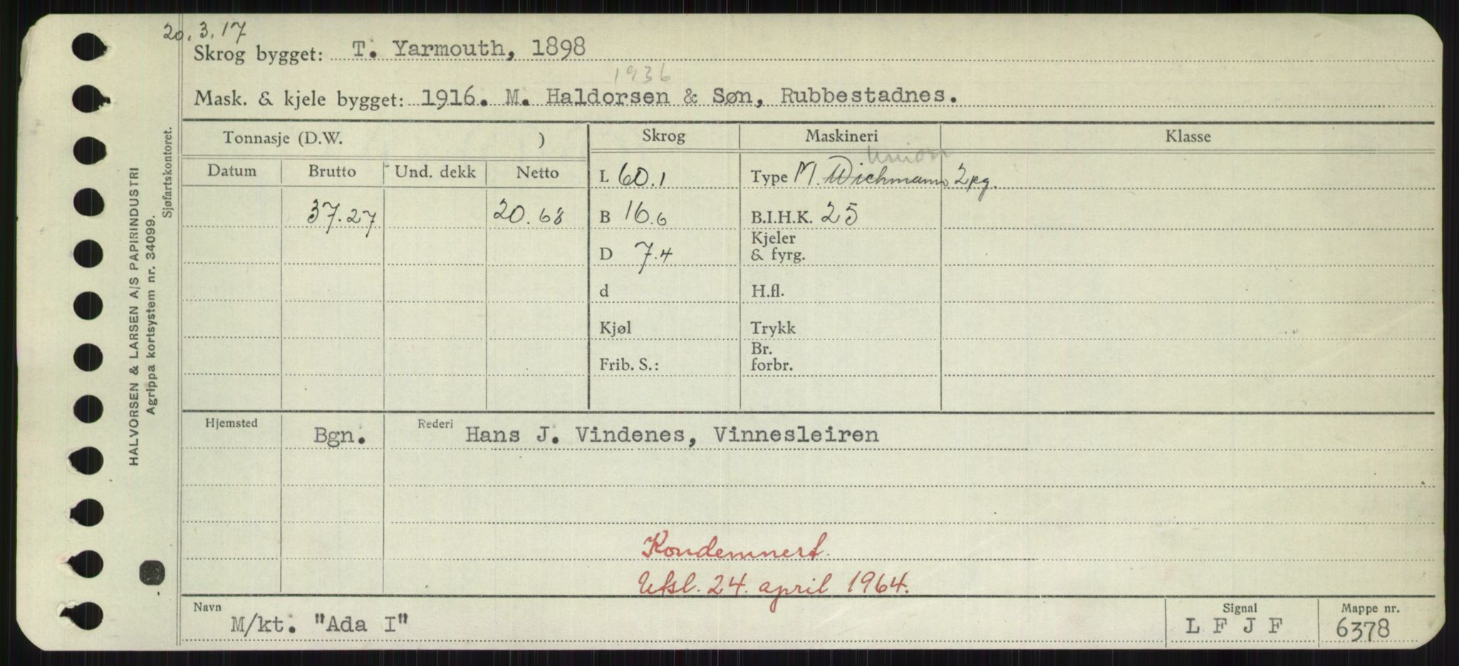 Sjøfartsdirektoratet med forløpere, Skipsmålingen, RA/S-1627/H/Hd/L0001: Fartøy, A-Anv, p. 57