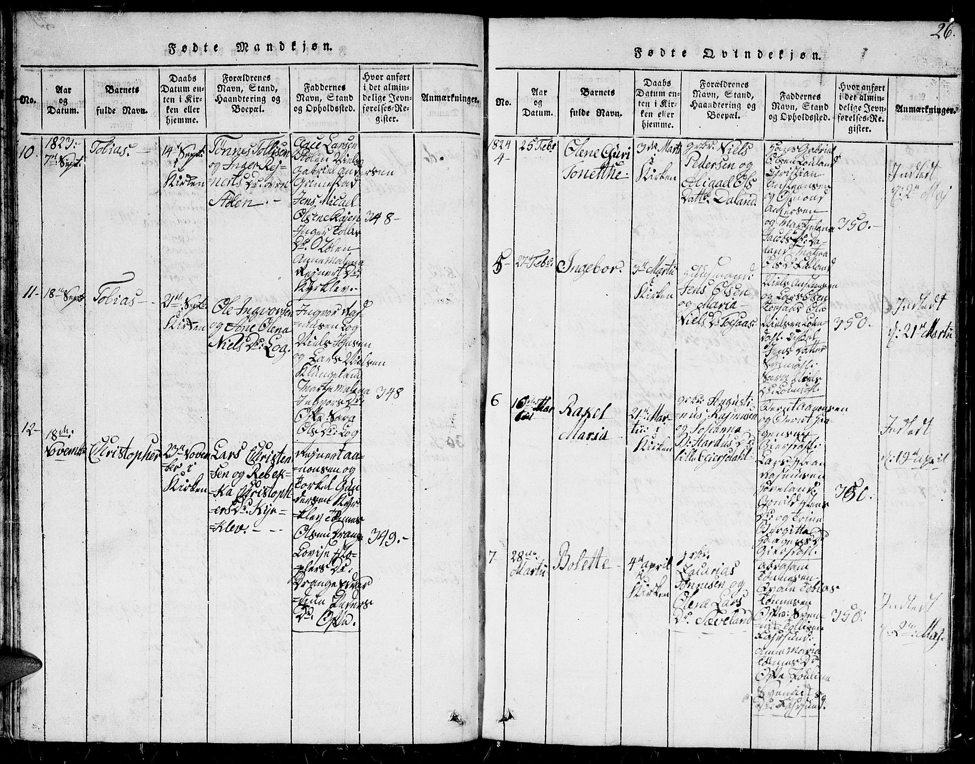 Herad sokneprestkontor, AV/SAK-1111-0018/F/Fb/Fba/L0001: Parish register (copy) no. B 1, 1815-1852, p. 26