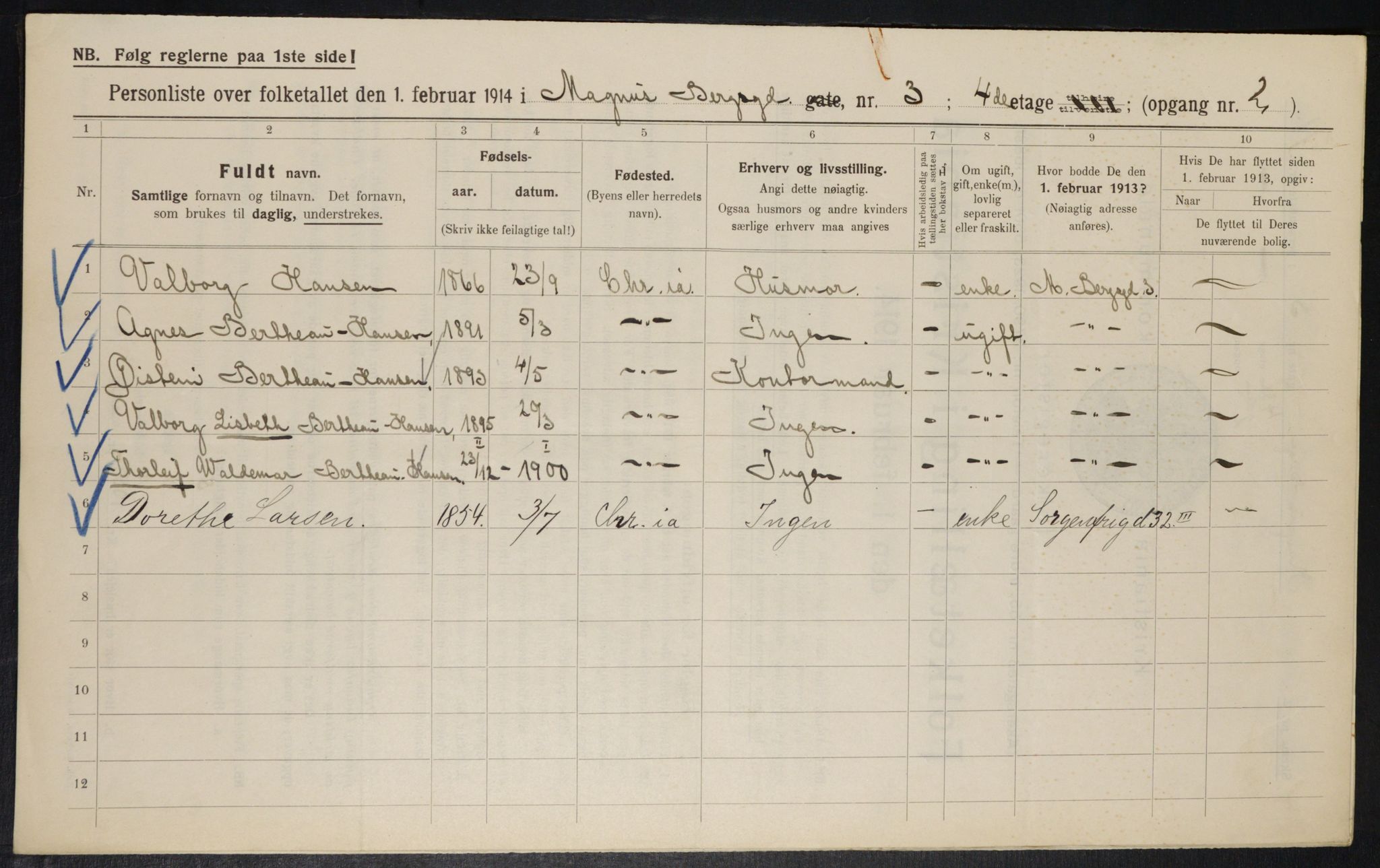 OBA, Municipal Census 1914 for Kristiania, 1914, p. 59032