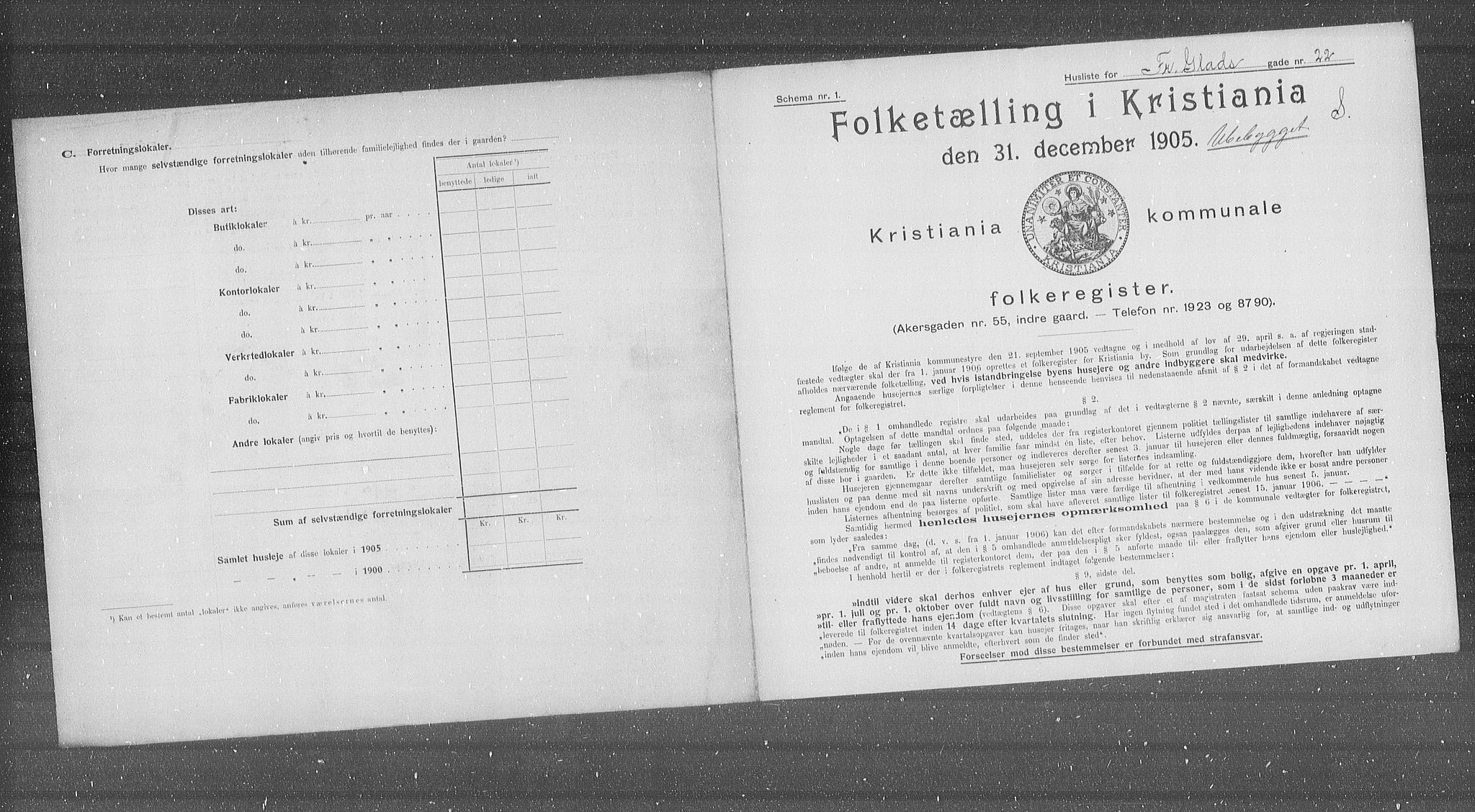 OBA, Municipal Census 1905 for Kristiania, 1905, p. 13788
