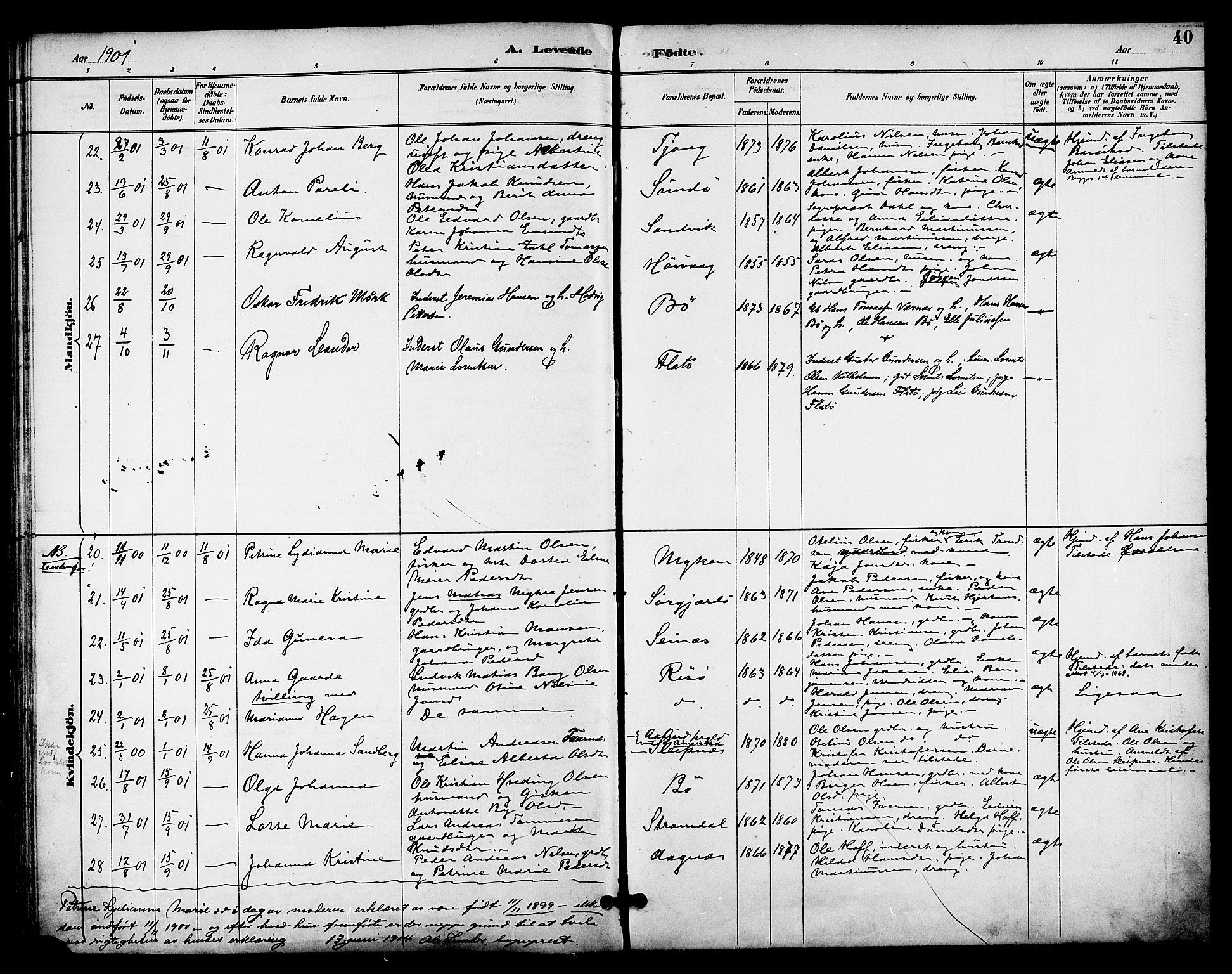 Ministerialprotokoller, klokkerbøker og fødselsregistre - Nordland, SAT/A-1459/841/L0610: Parish register (official) no. 841A14, 1890-1901, p. 40