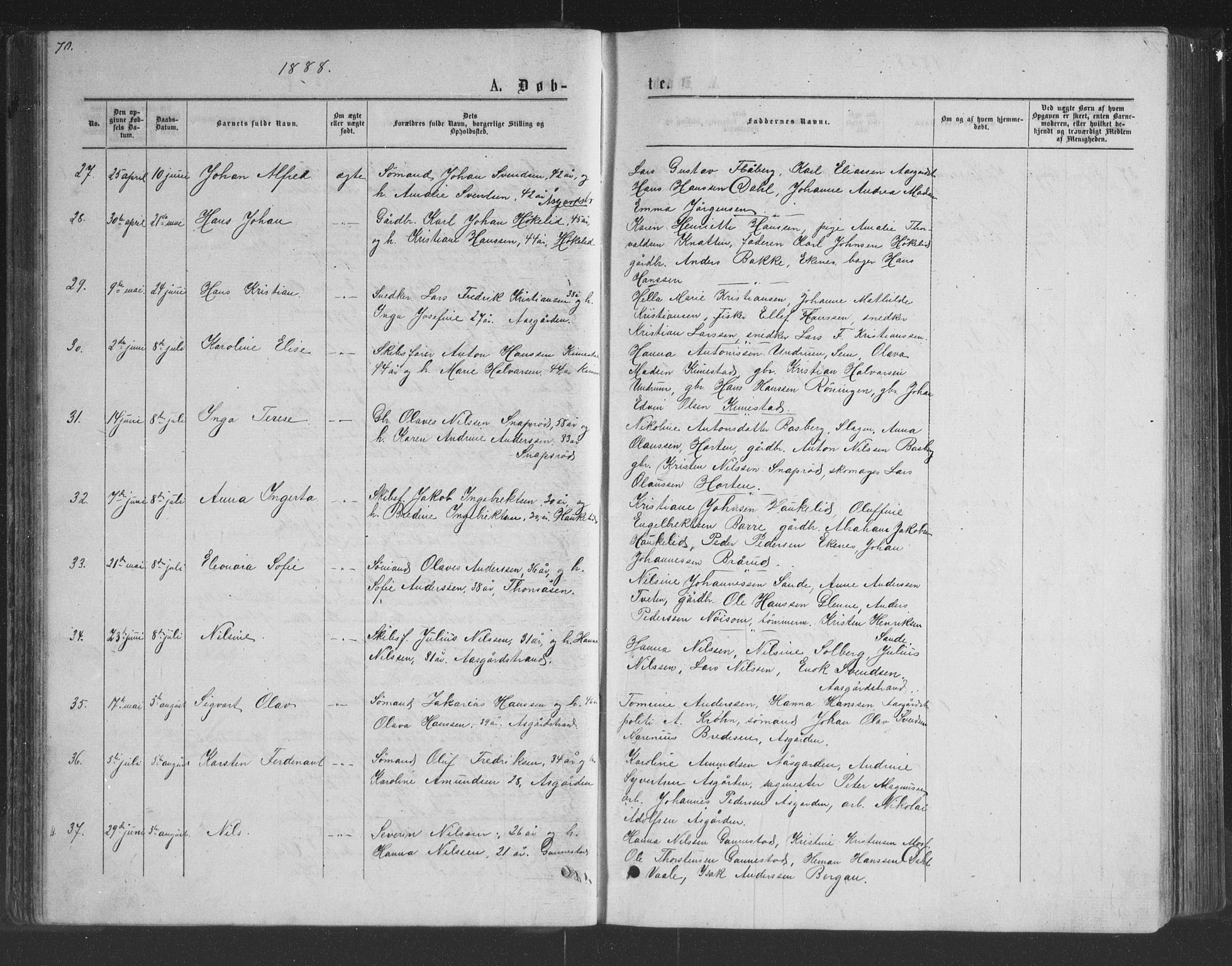 Borre kirkebøker, AV/SAKO-A-338/G/Ga/L0003: Parish register (copy) no. I 3, 1871-1892, p. 70